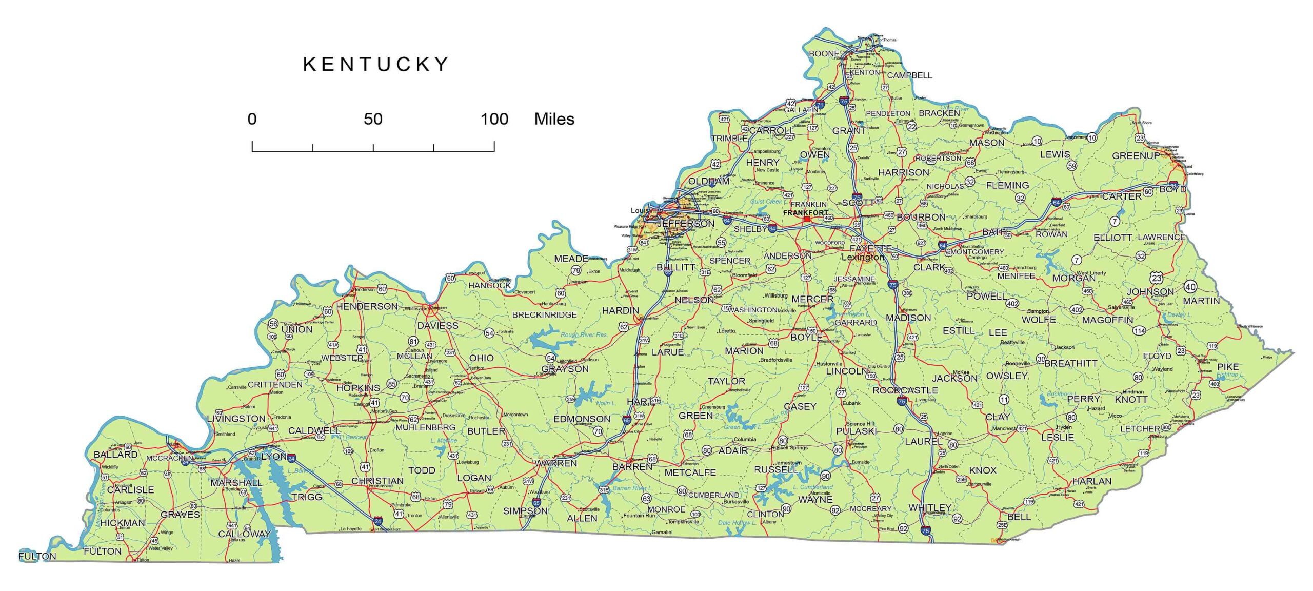 printable map of kentucky