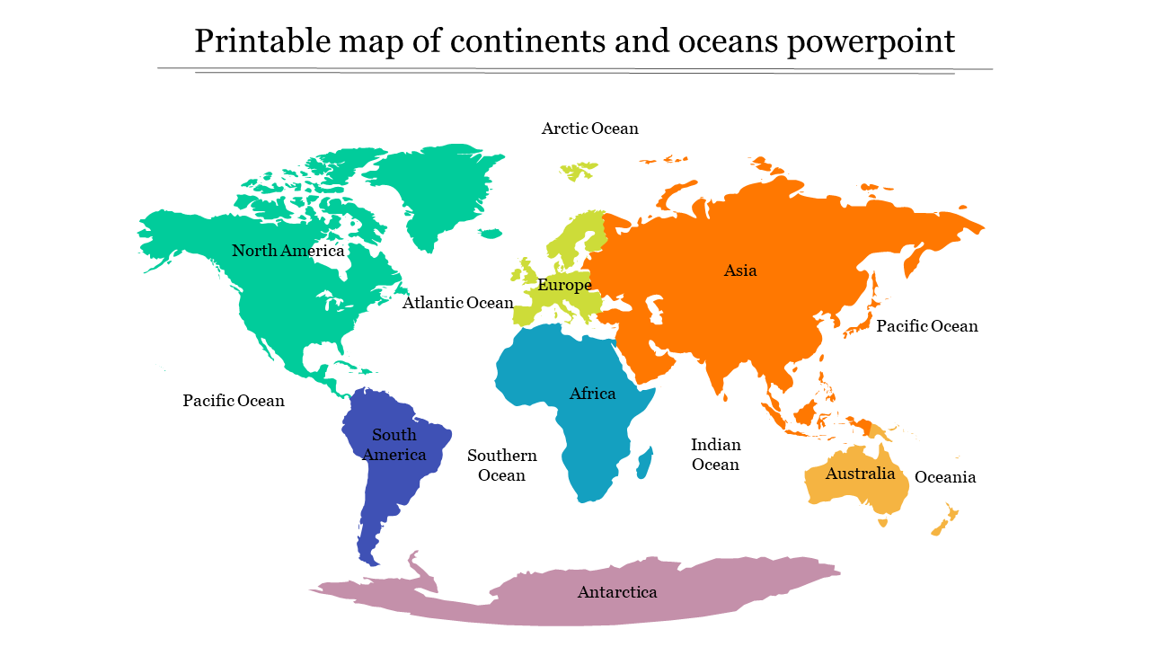 Printable Map Of Continents And Oceans