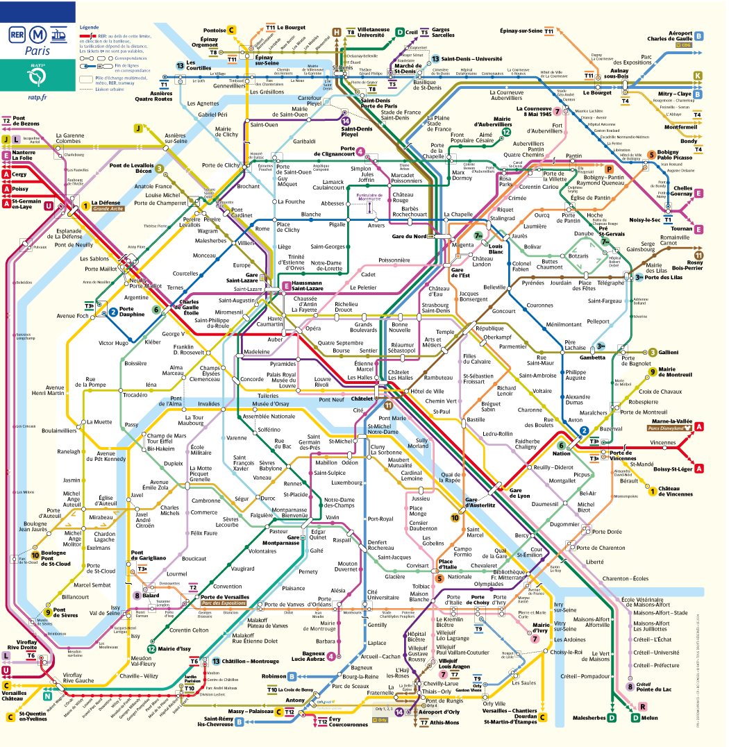 Printable Paris Metro Map Printable RER Metro Map 