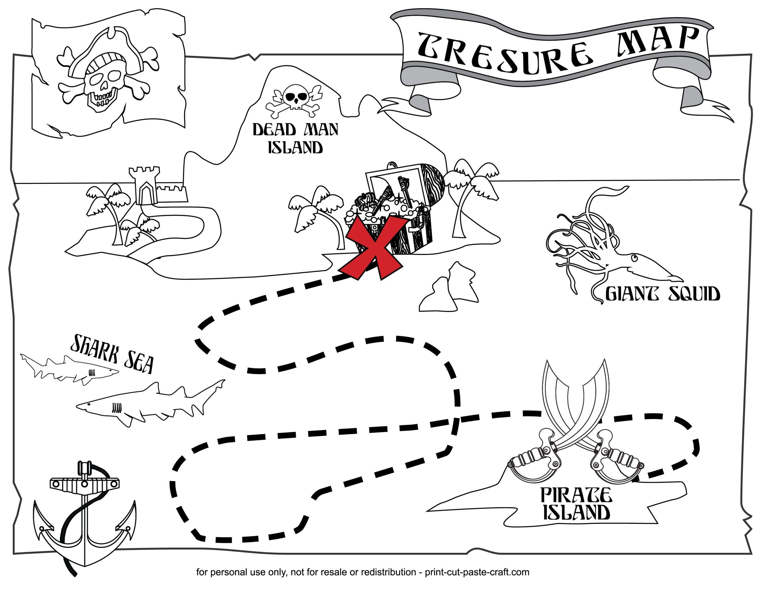 Printable Treasure Map Print Cut Paste Craft 