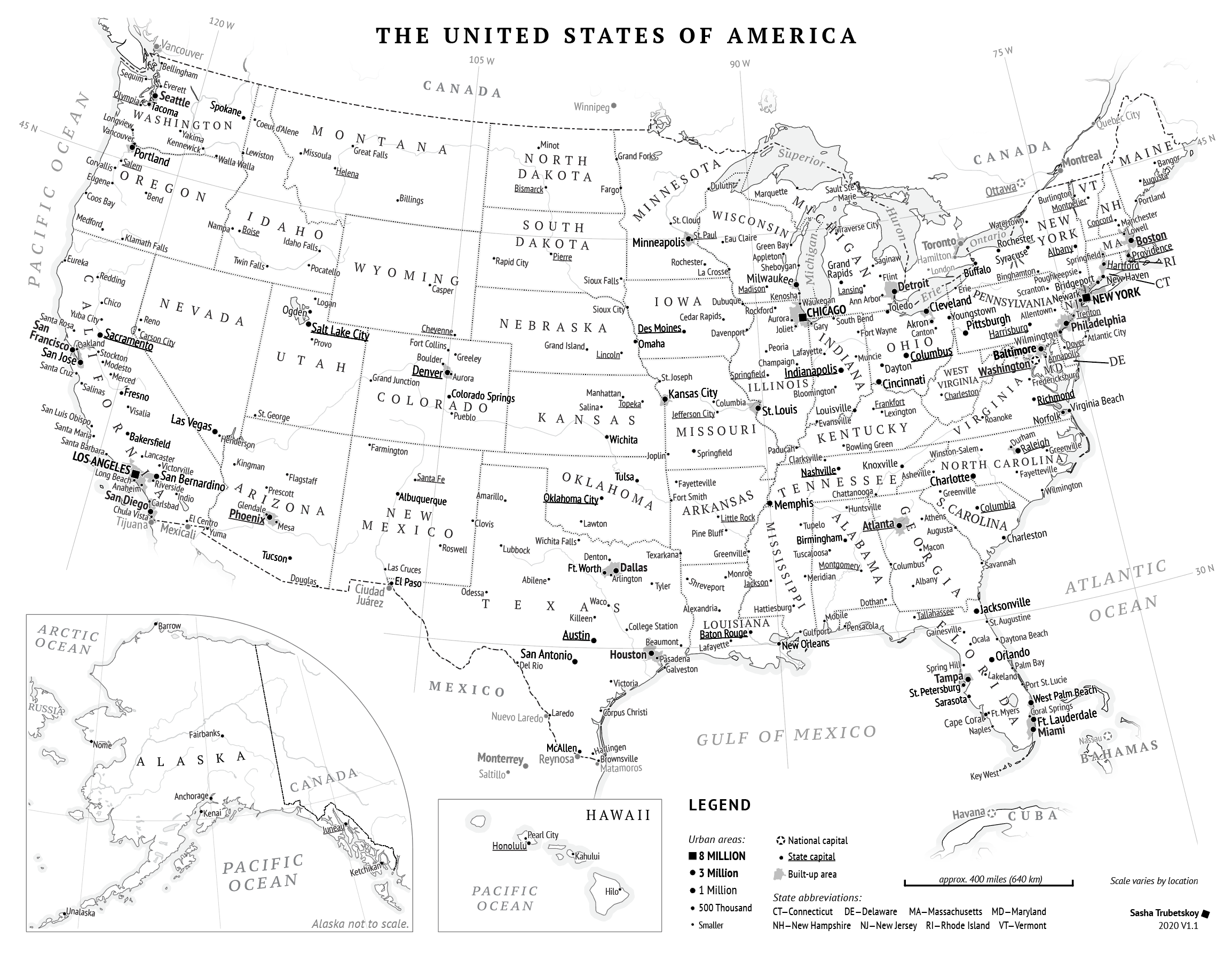 Map Of Usa With Cities Printable