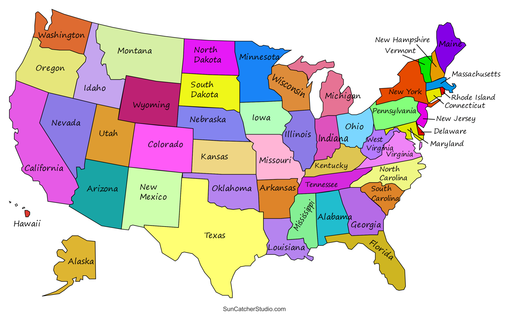 United States Map Labeled Printable