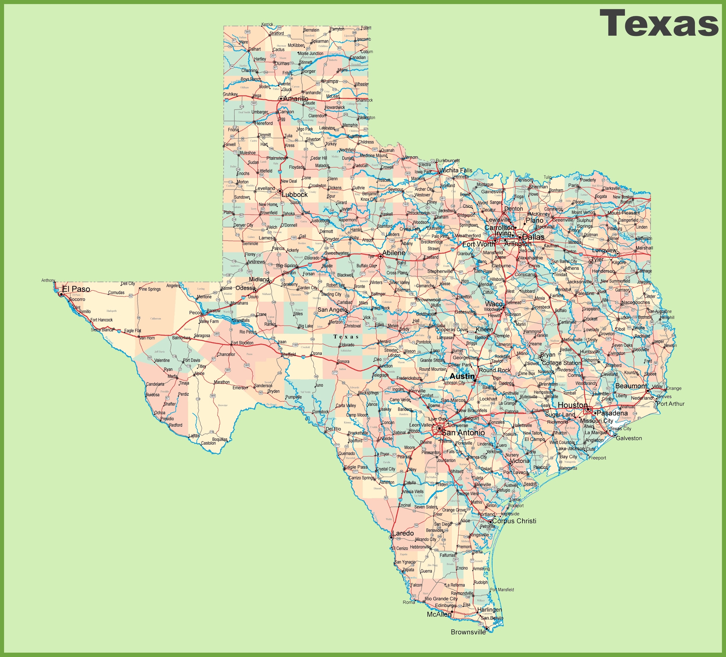 Road Map Of Texas With Cities Ontheworldmap Road Map Of Texas With Cities Ontheworldmap