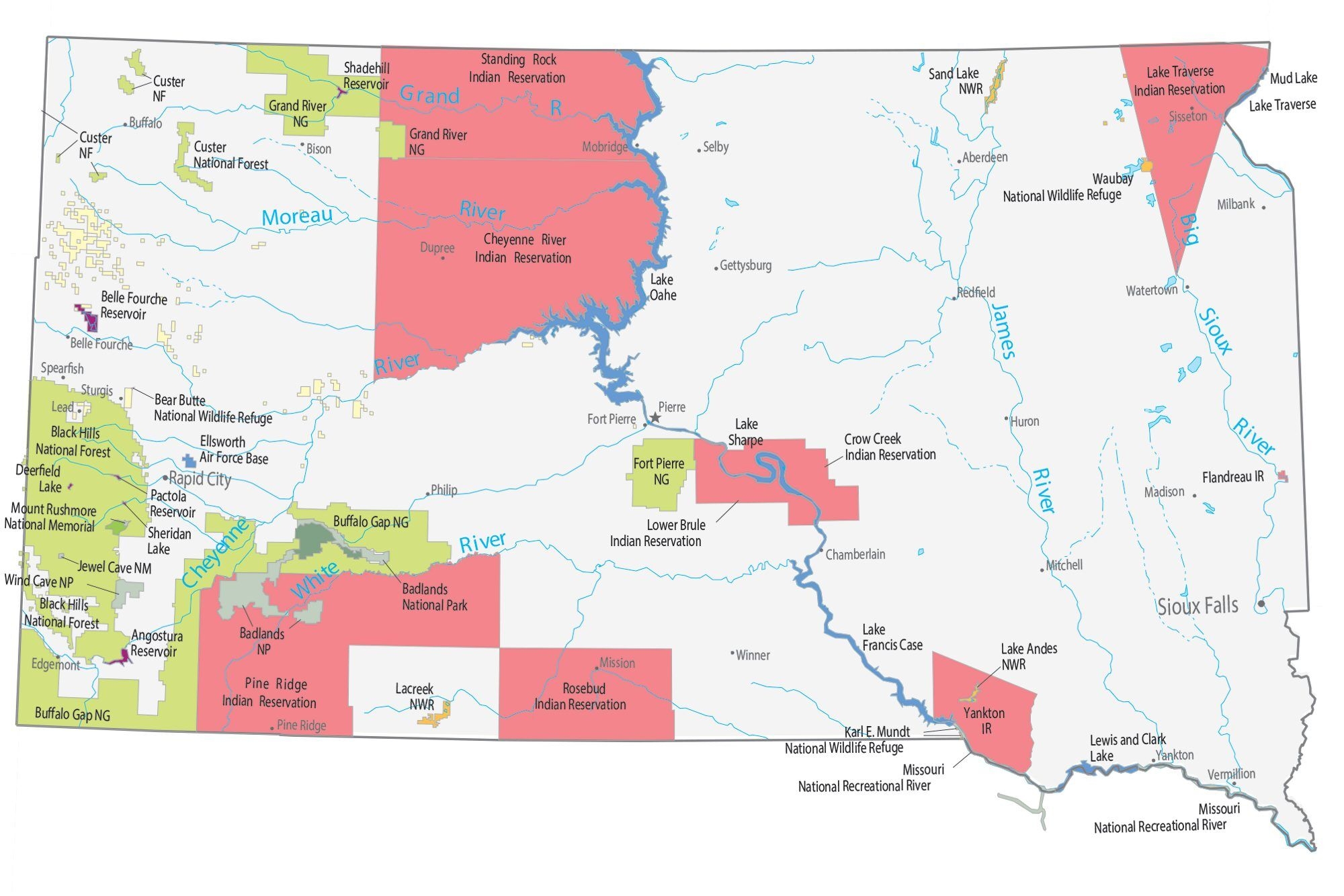 printable map of south dakota