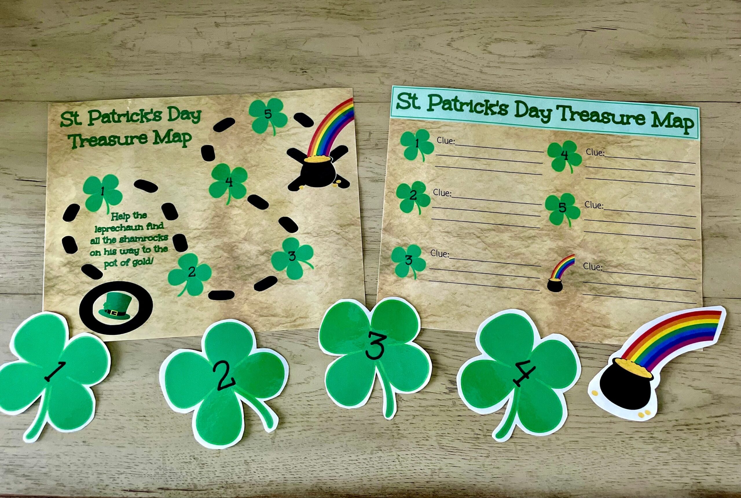 St Patrick s Day Treasure Map INSTANT PRINTABLE DOWNLOAD Shamrock Pot Of Gold Rainbow Scavenger Hunt St Patricks Day Leprechaun Clues Etsy