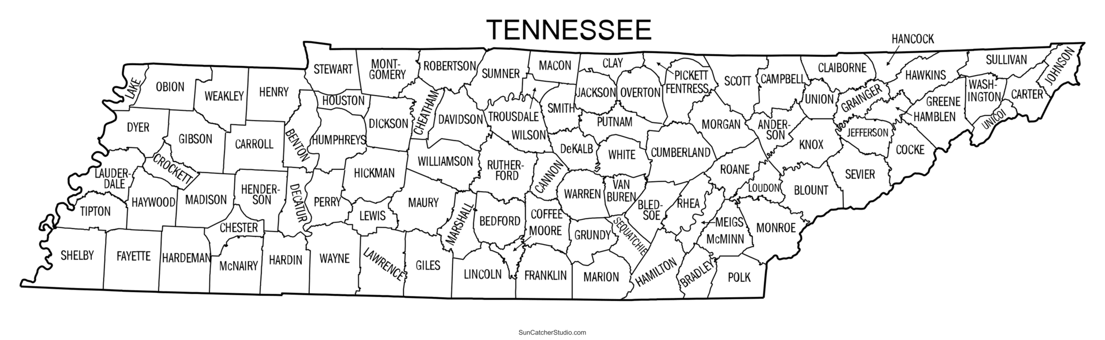 Tennessee County Map Printable