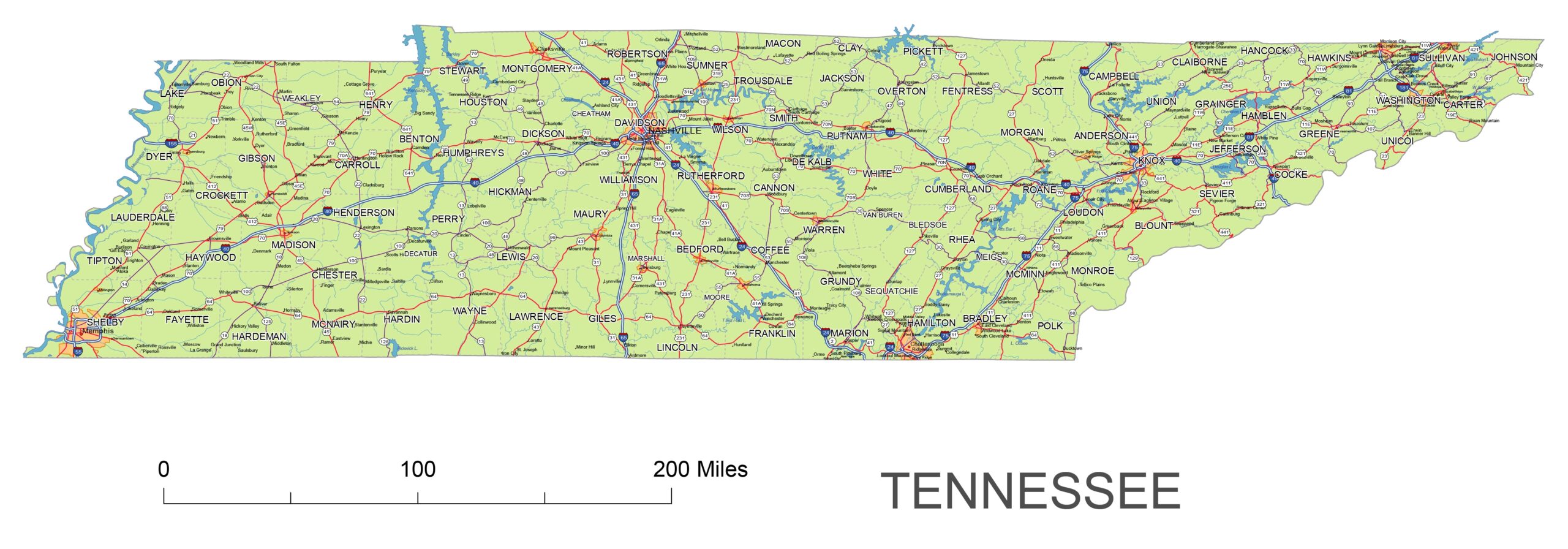 printable map of tennessee