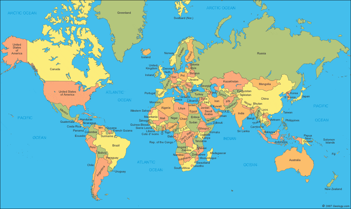 labeled world map printable