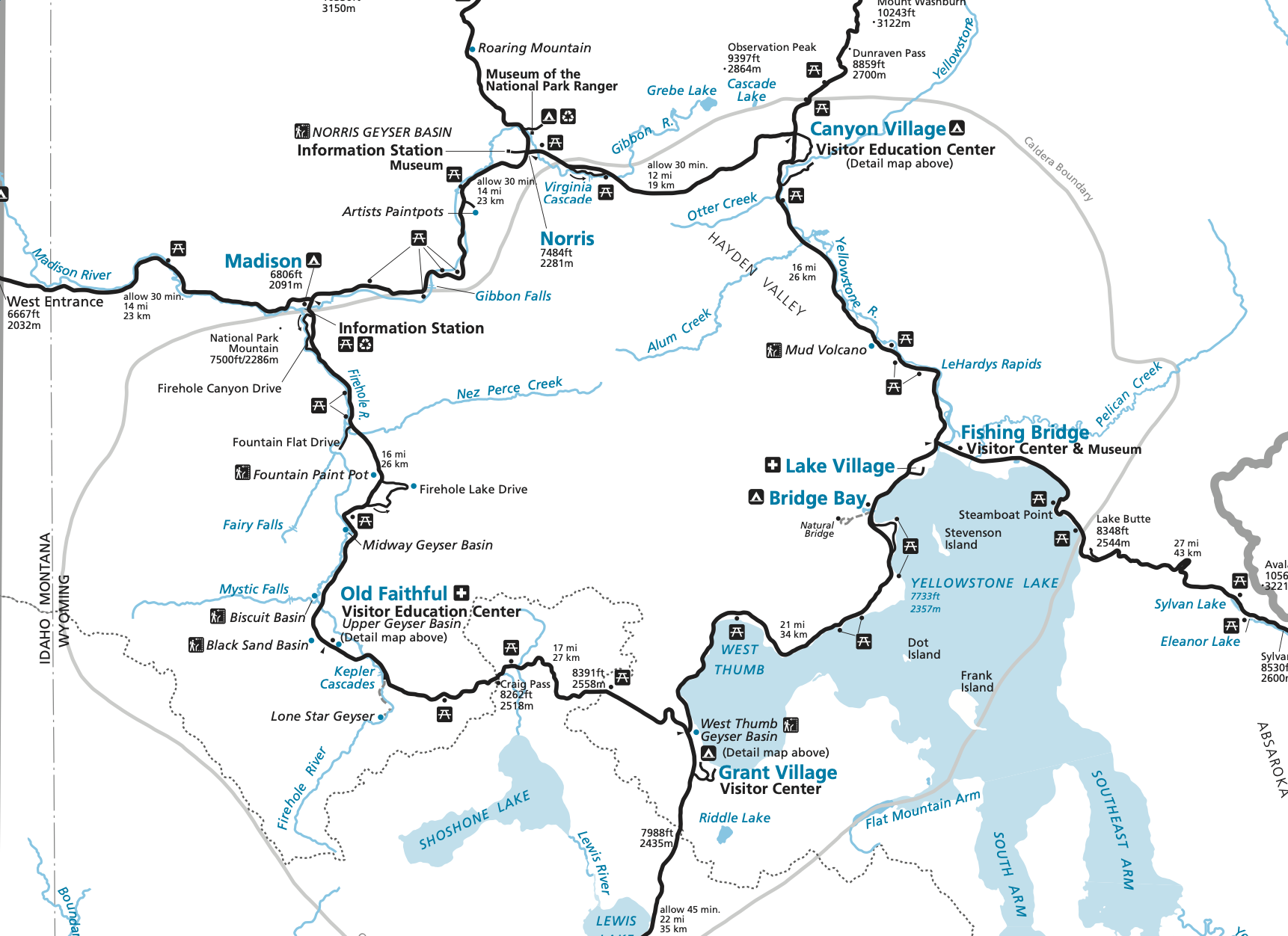 printable yellowstone map