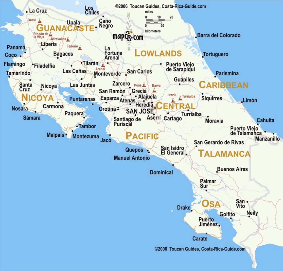 Tourist Maps Of Costa Rica Beaches Cities More