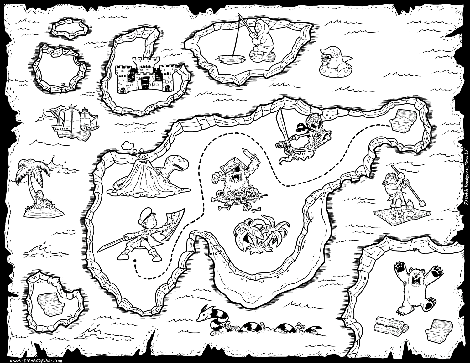 Treasure map black and white Tim s Printables