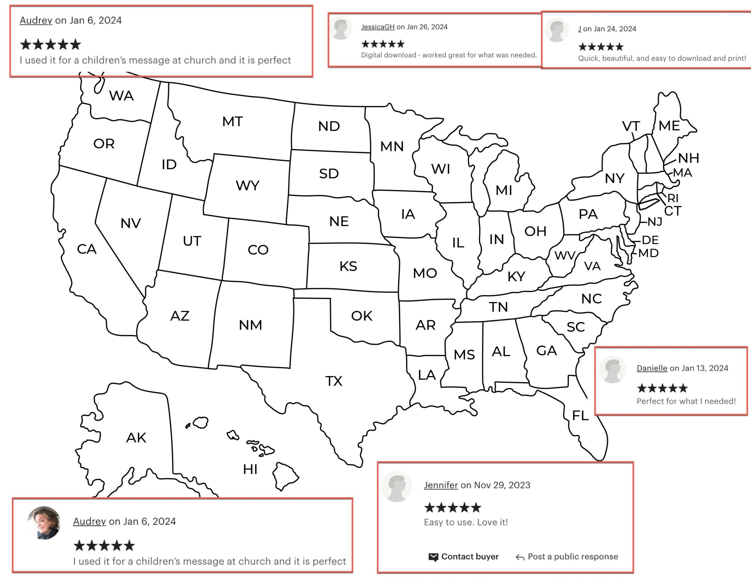 United States Map Labeled Printable Learn The States Map Of The USA Includes Blank Map Etsy