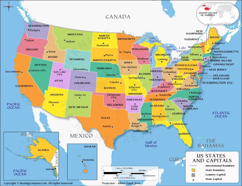 United States Map With Capitals US States And Capitals Map