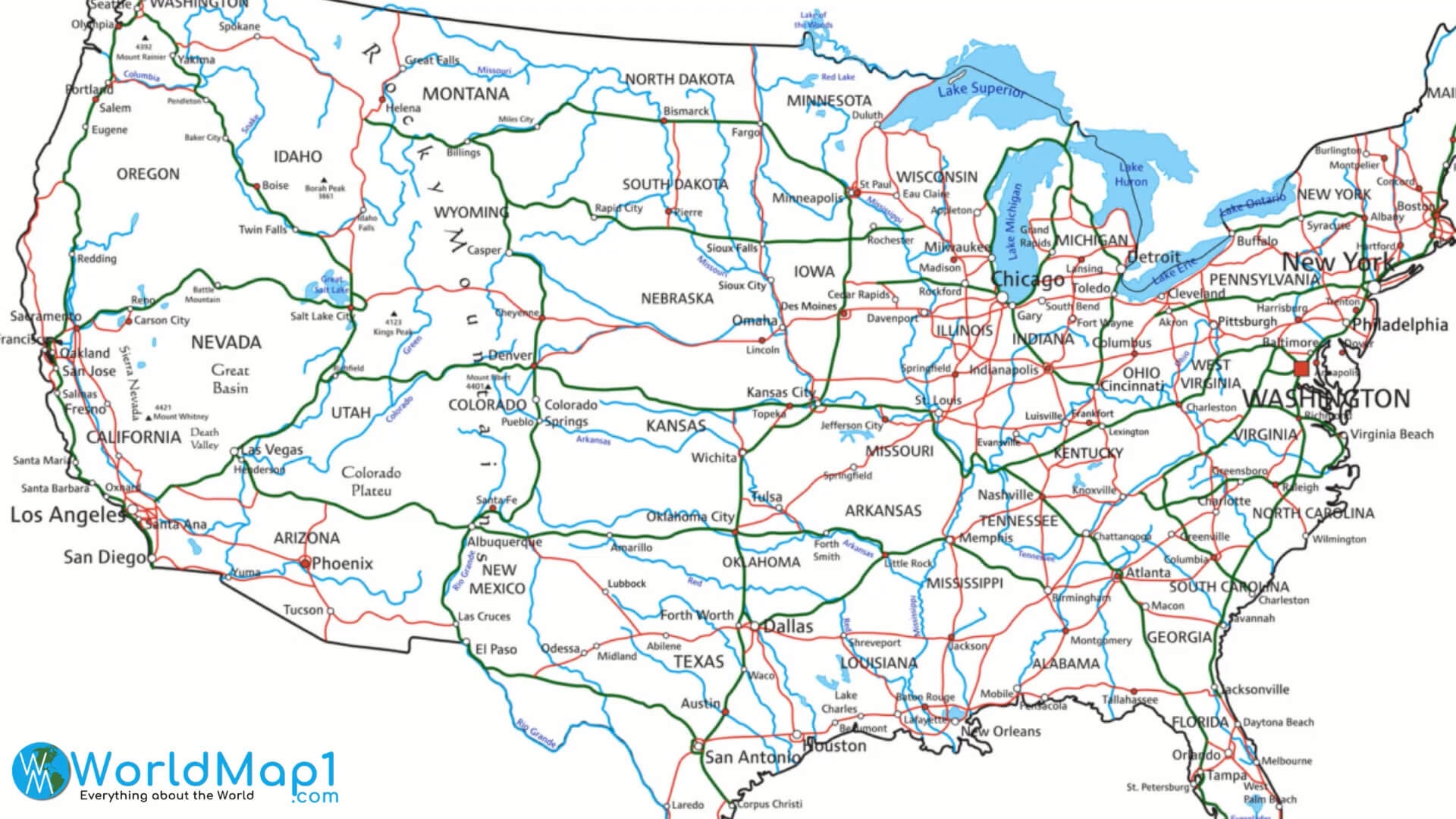 US Interstate Highway Map With Major Cities