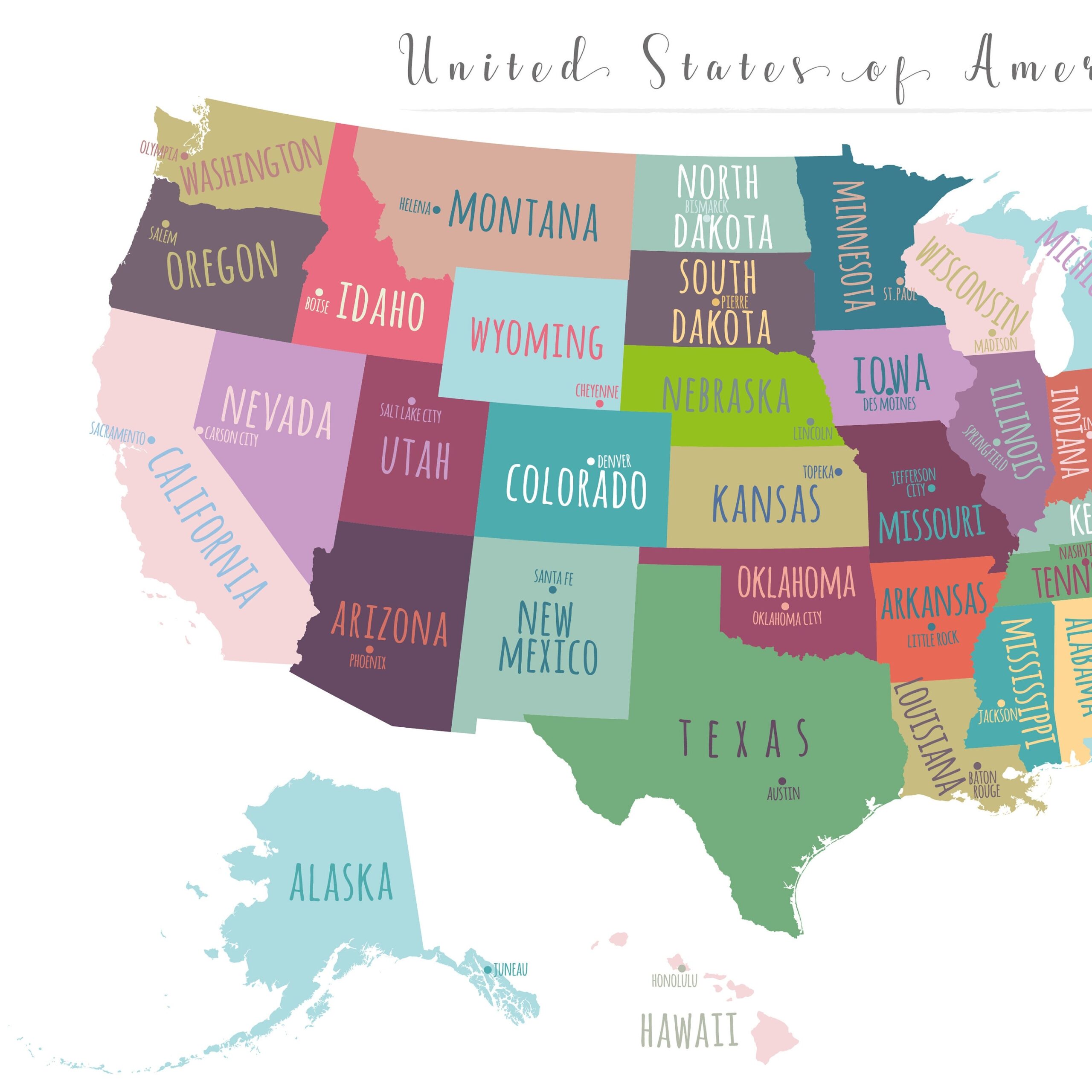 us state map with capitals printable us state map with capitals printable