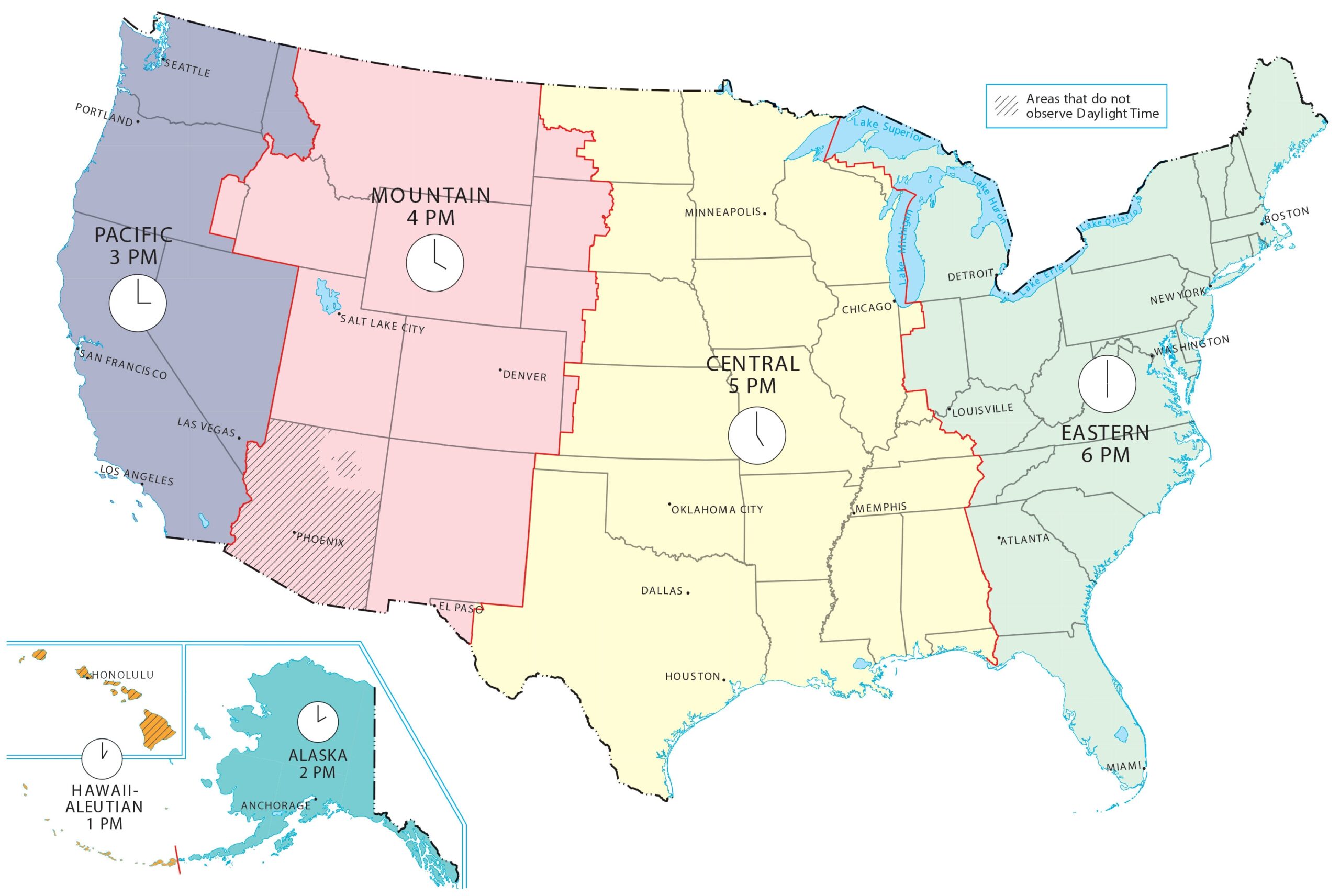 Map Of Time Zones Usa Printable