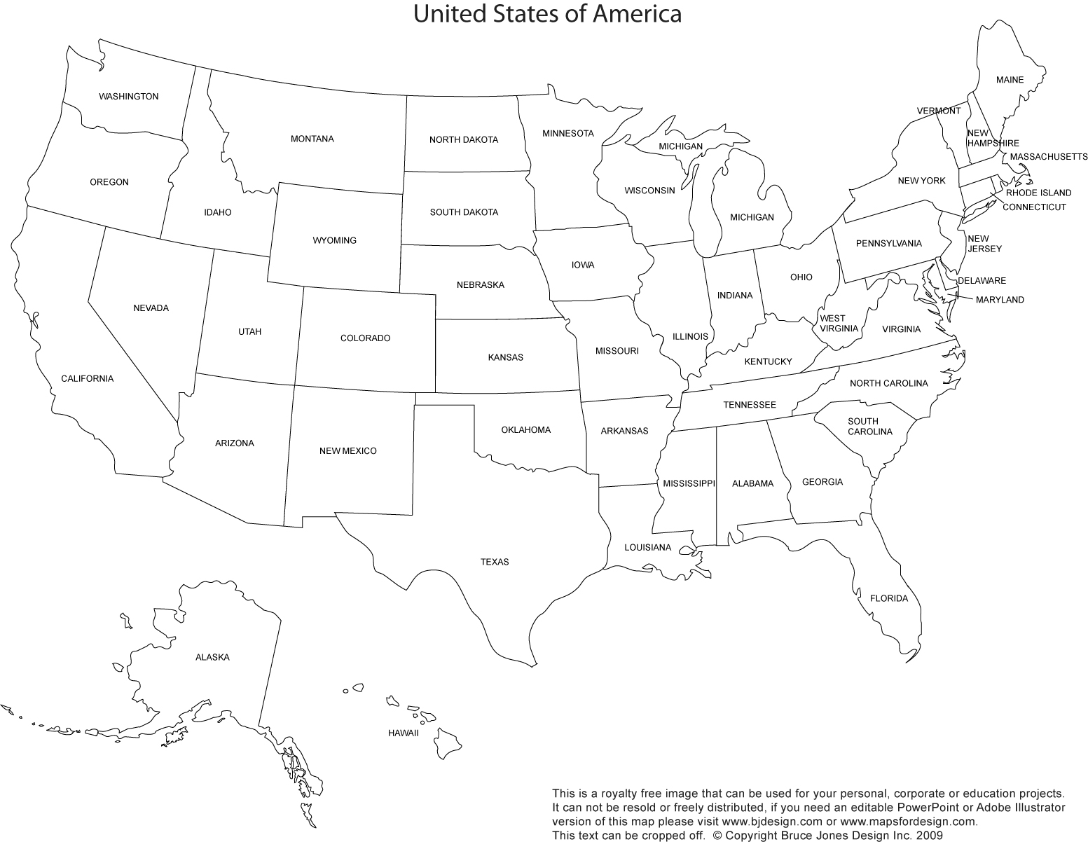 Map Of Usa Printable Free