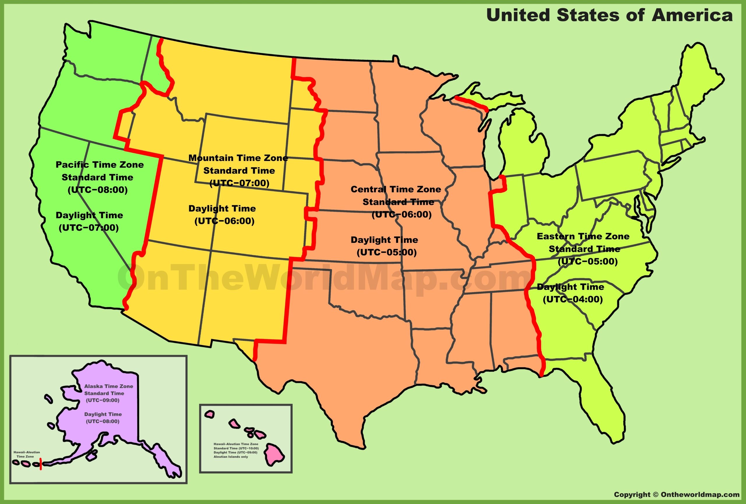 USA Time Zone Map Ontheworldmap USA Time Zone Map Ontheworldmap