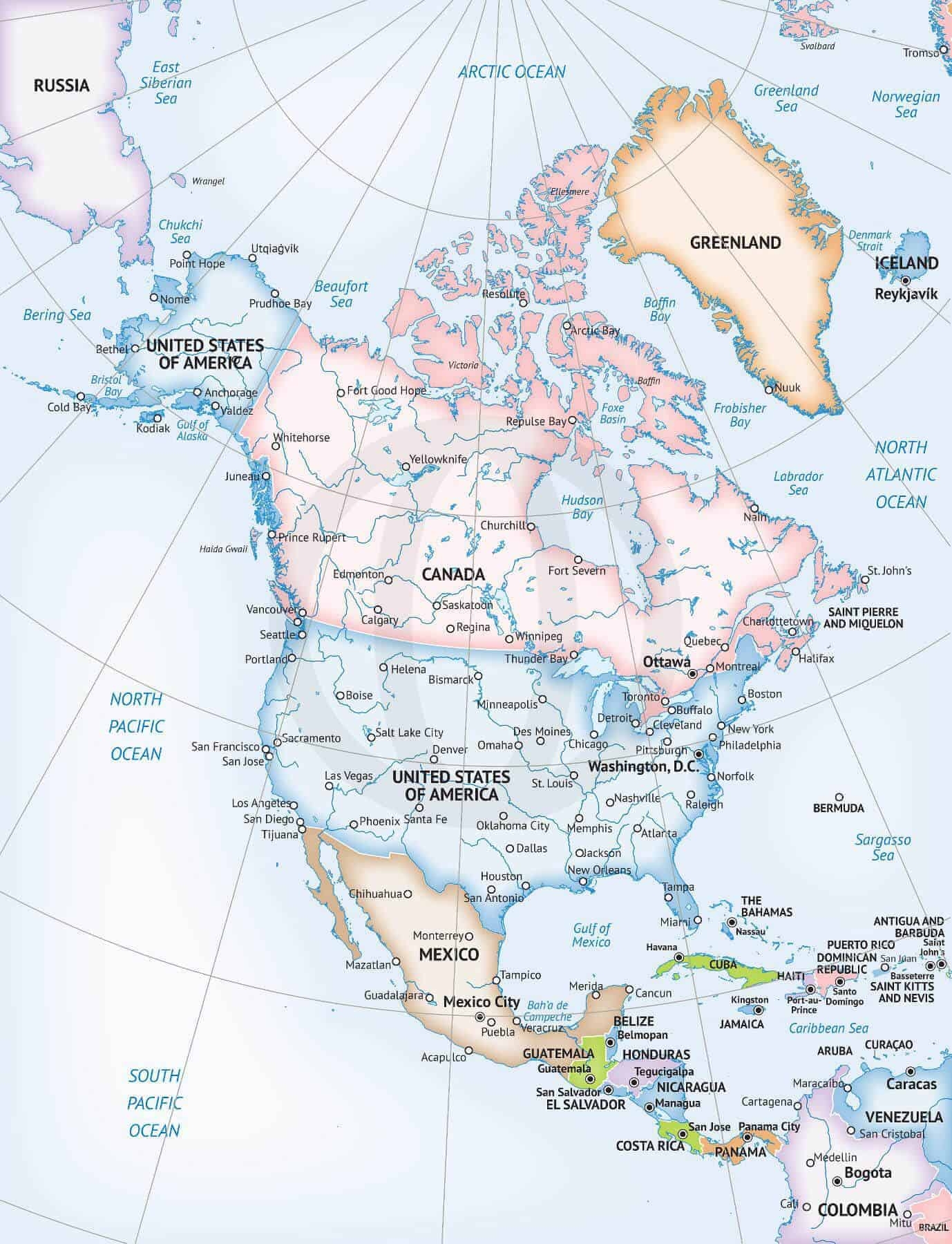 printable map of north america