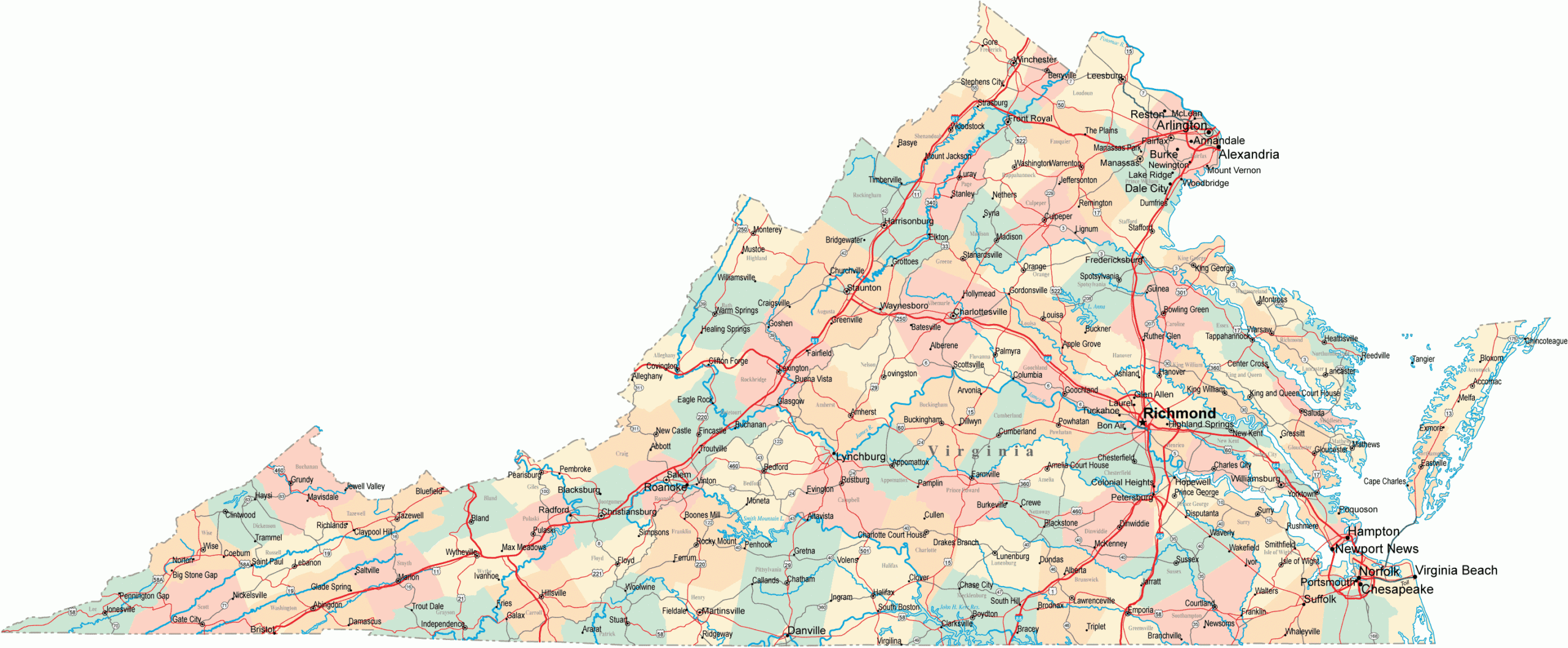 Virginia Road Map VA Road Map Virginia Highway Map