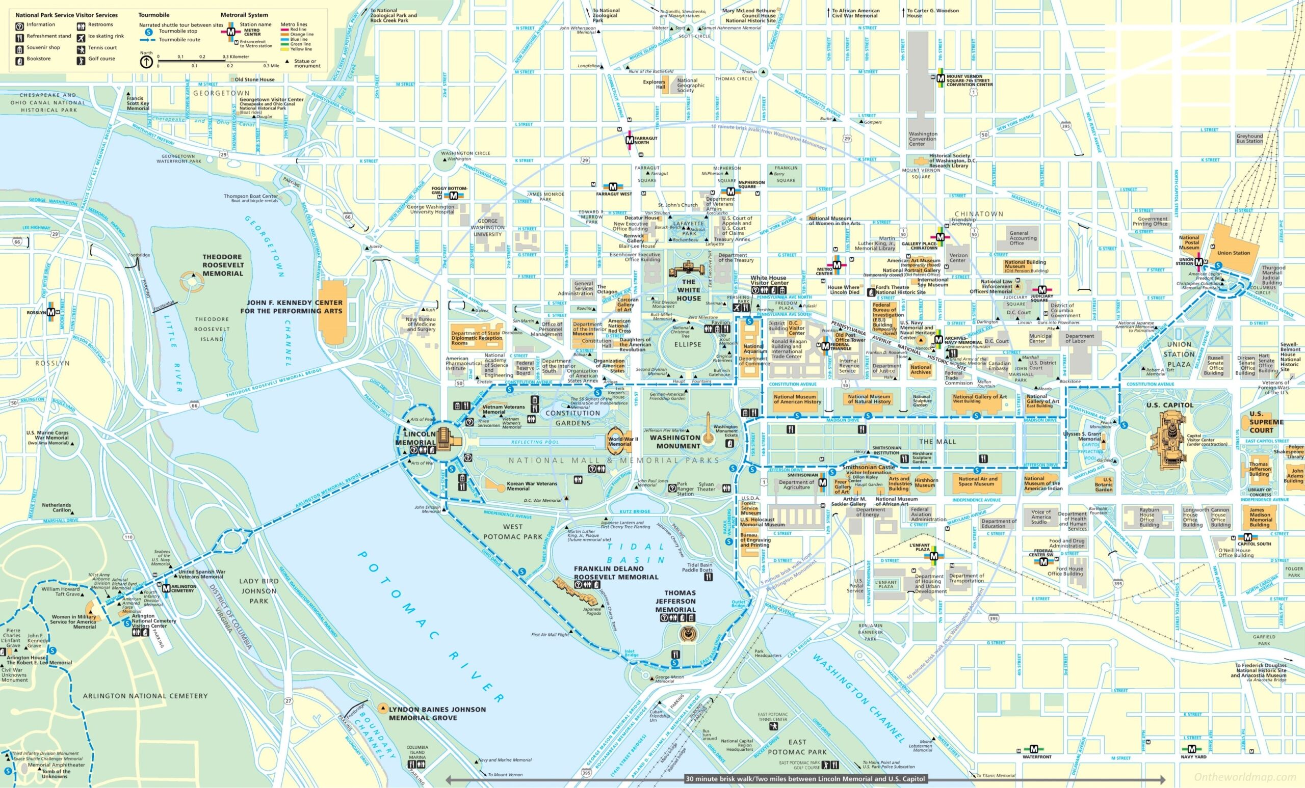 Washington D C Tourist Map Ontheworldmap Washington D C Tourist Map Ontheworldmap
