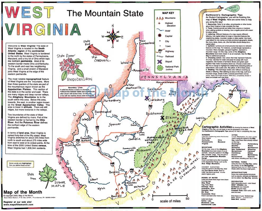 west virginia printable map