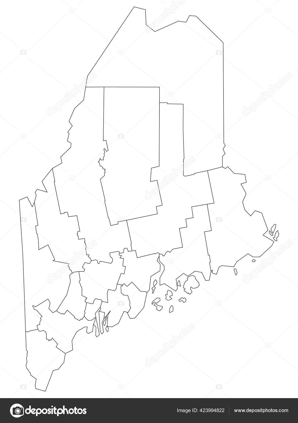 White Outline Counties Map State Maine Stock Vector By momcilo jovanov 423994822