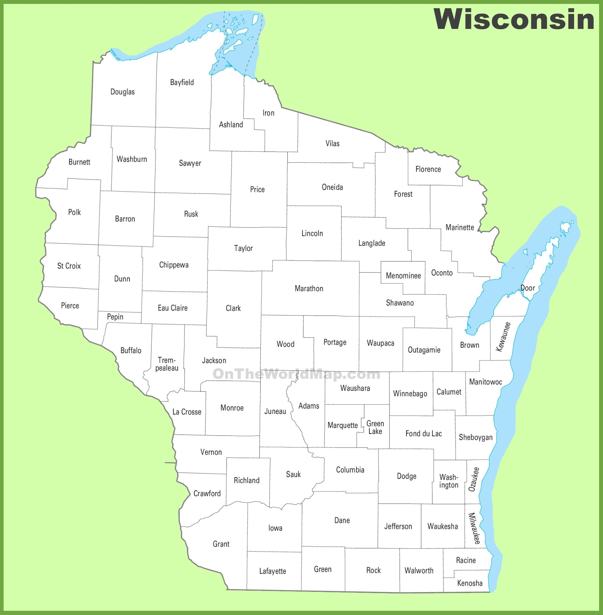 wisconsin county map printable