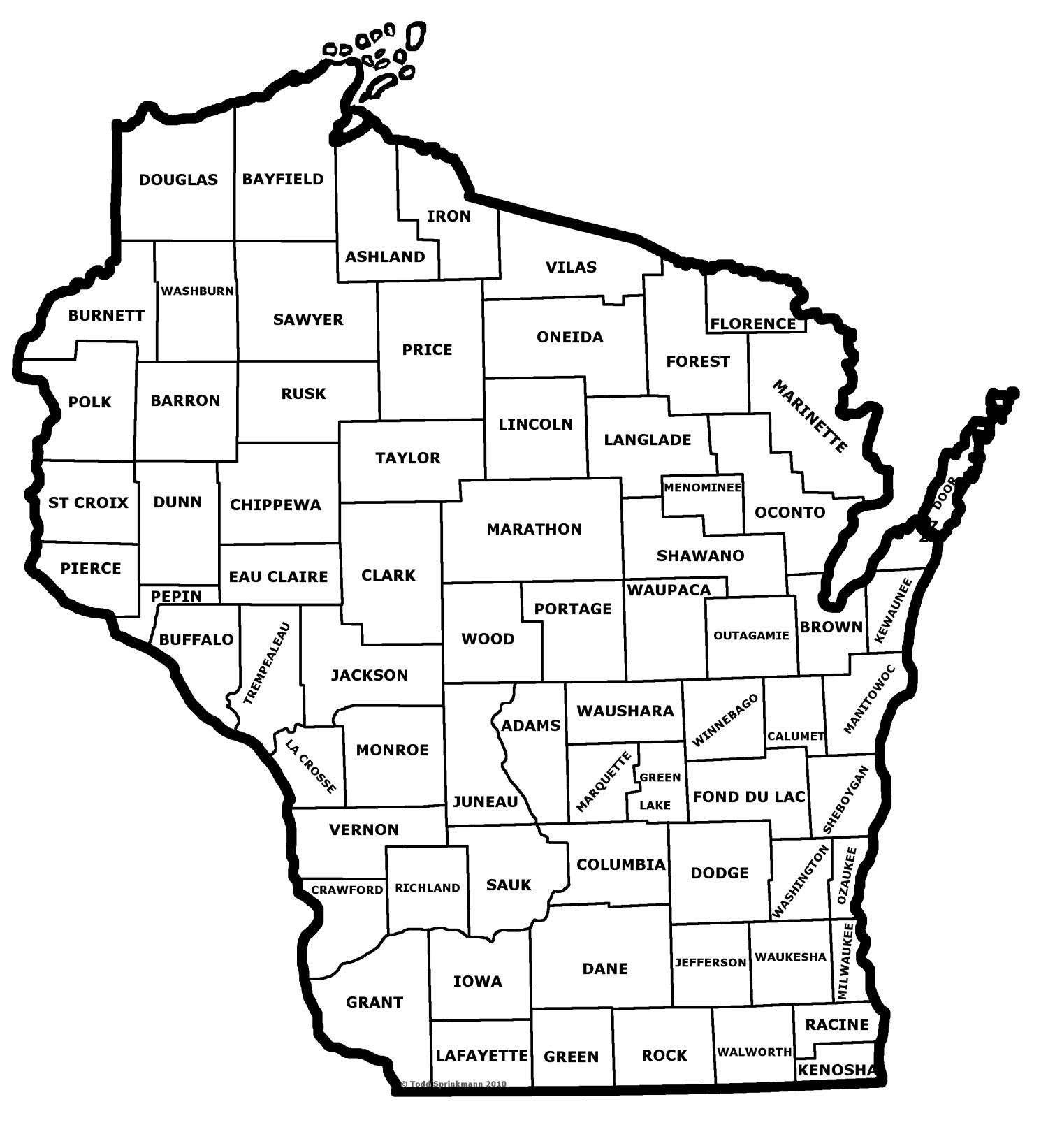 map of wisconsin counties printable