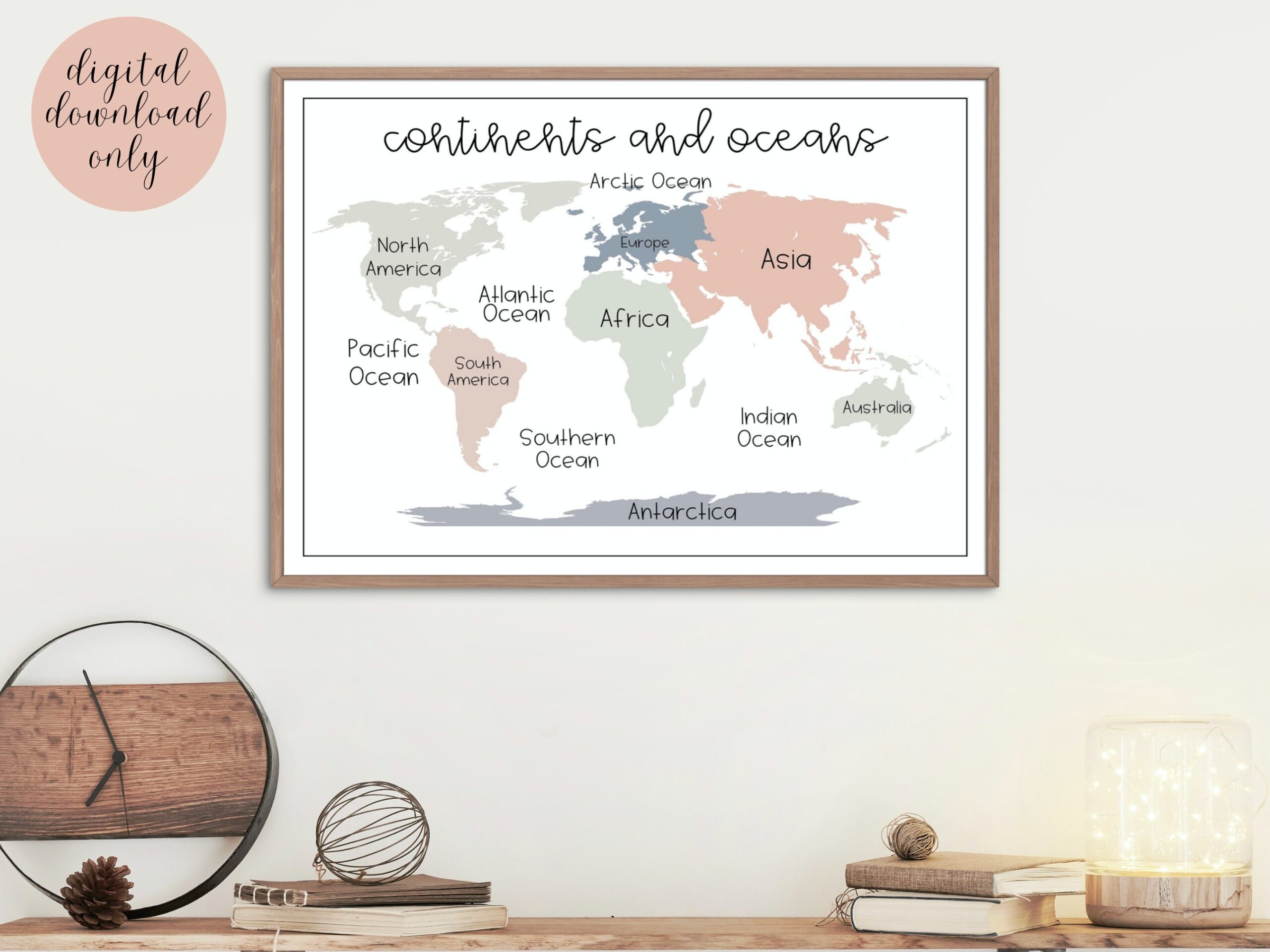 World Map Continents And Oceans Map Boho Rainbow Printable World Map Classroom Map Geography Boho Classroom Map Poster Homeschool Etsy Sweden