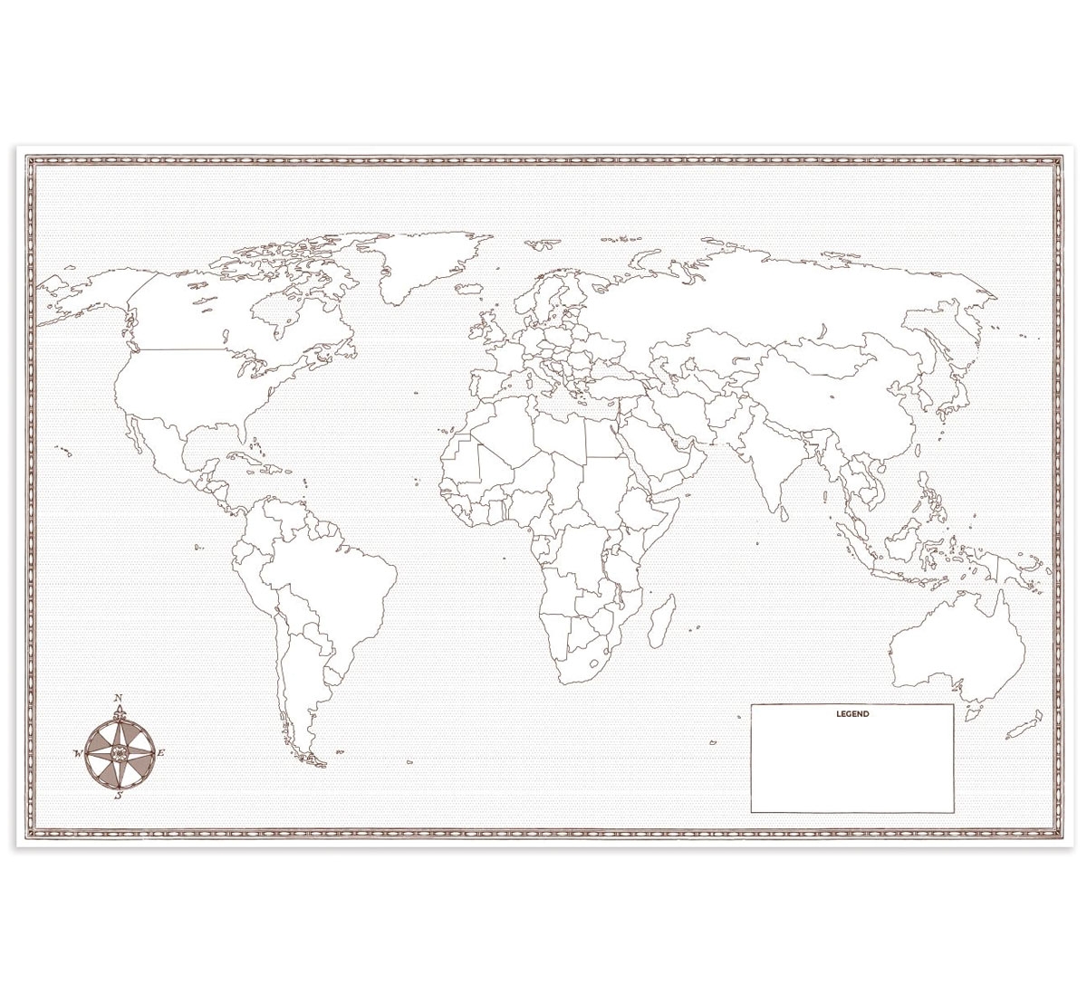 World Map Large Foldable Blank 24 X 36 