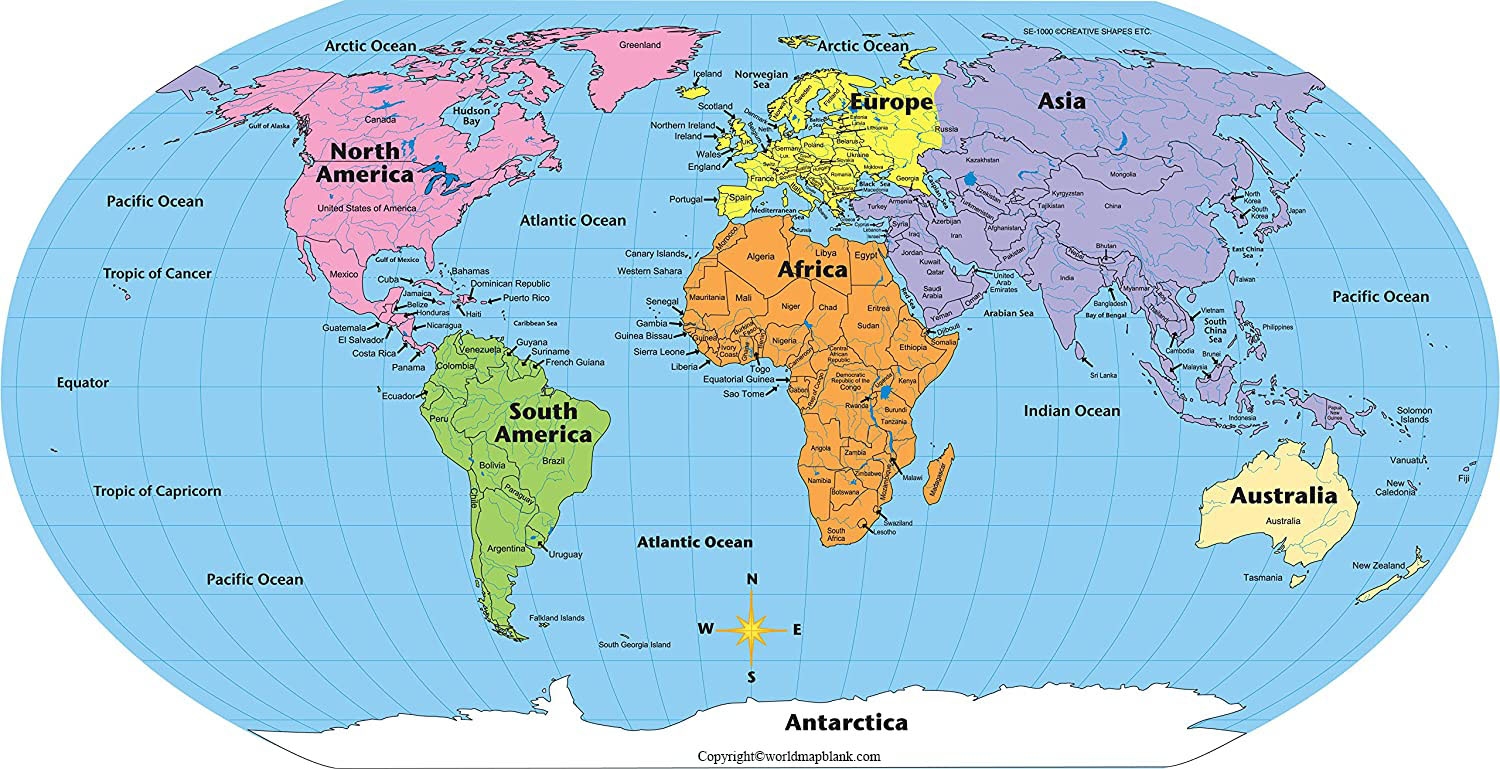 printable map of continents