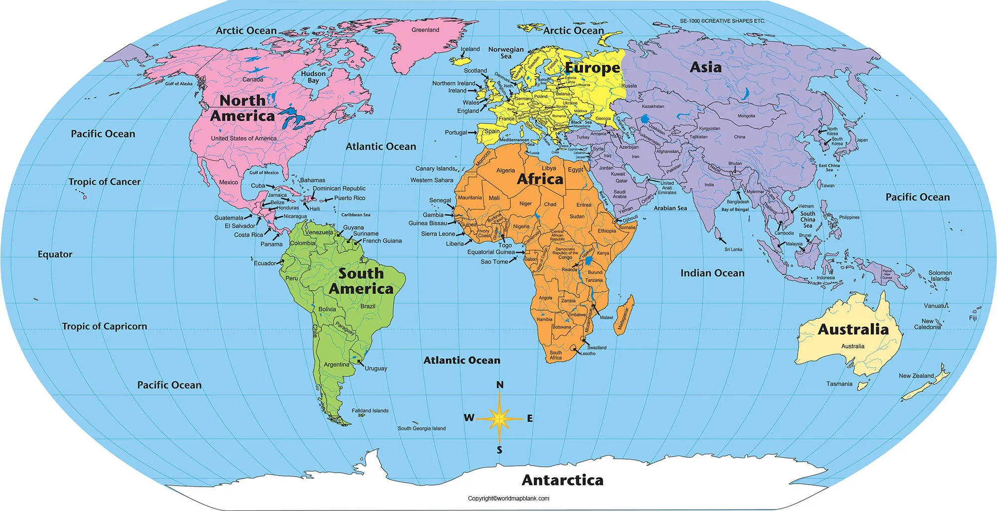 World Map With Oceans And Seas Of The World Map PDF 