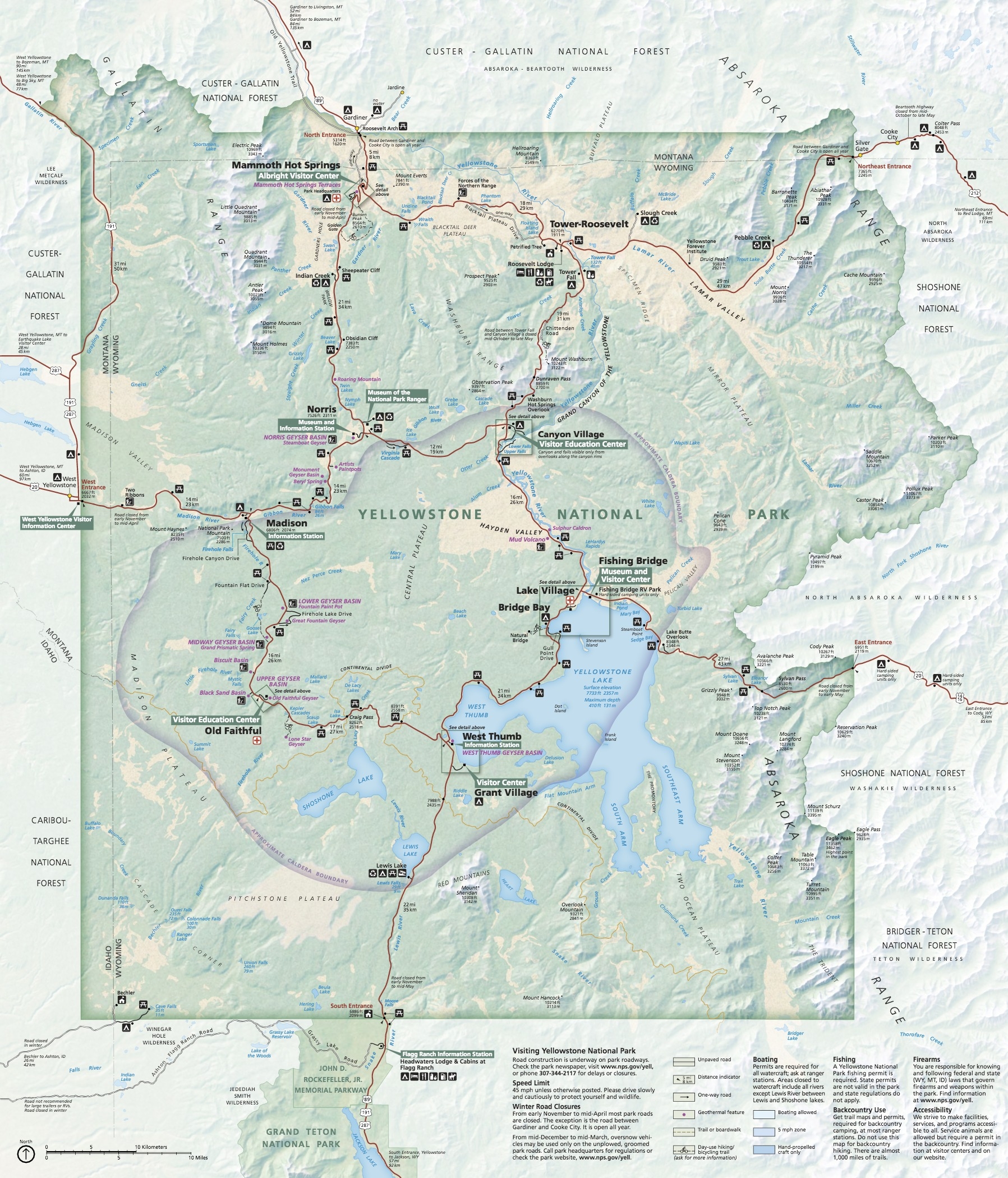 Printable Yellowstone Map