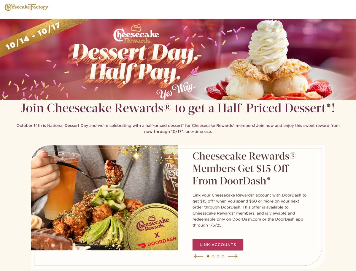  10 Card Free With Your 50 Card At The Cheesecake Factory Restaurants Cheesecake Factory June 2025 Coupons Promo Codes U0026 Deals 