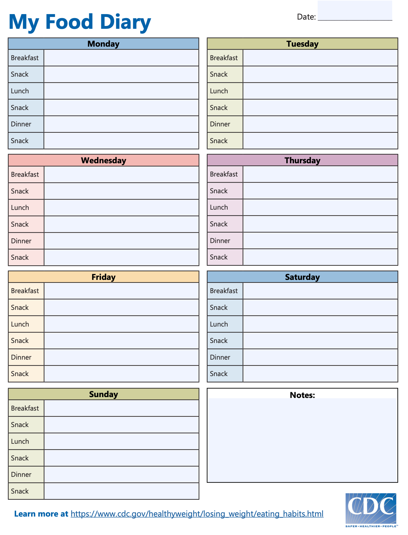 food tracker printable
