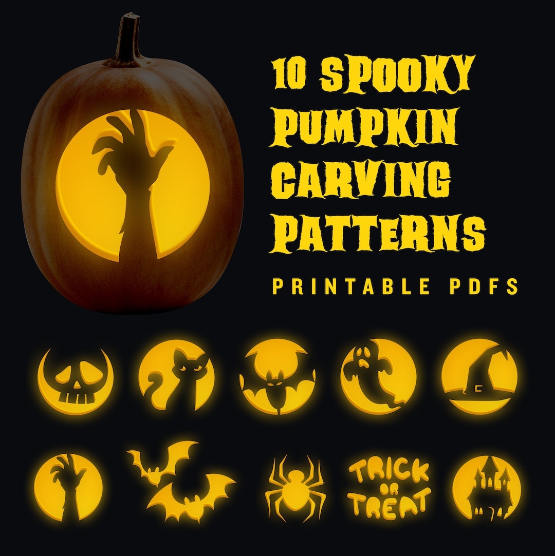 10 Printable Jack o lantern Pumpkin Carving Patterns For Halloween Etsy 10 Printable Jack o lantern Pumpkin Carving Patterns For Halloween Etsy