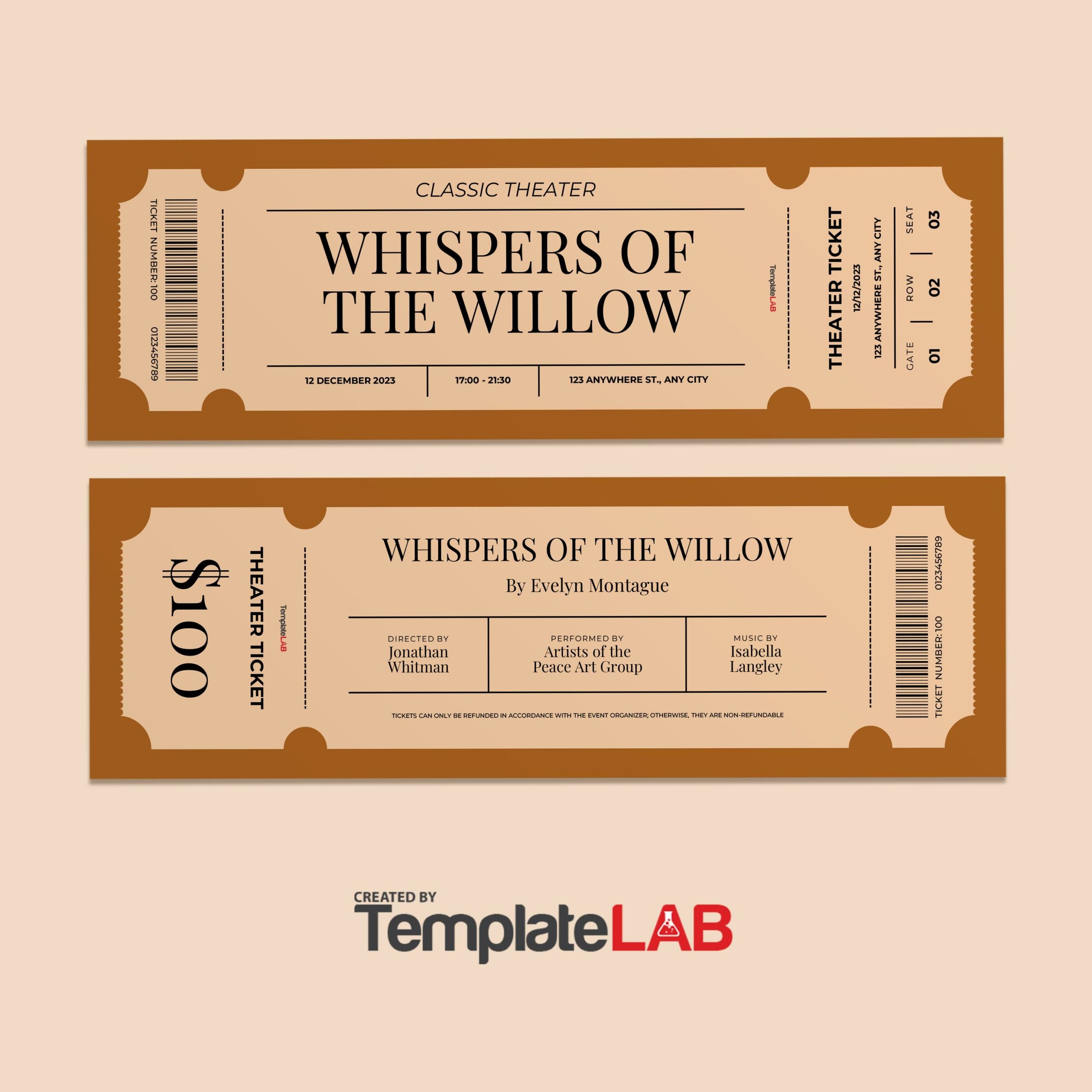 free printable concert ticket template