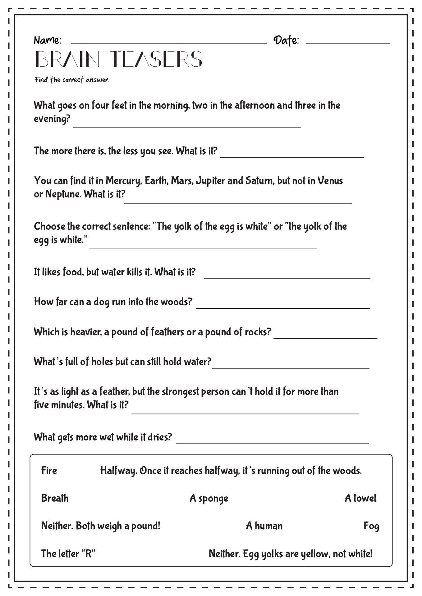 brain teaser puzzles printable