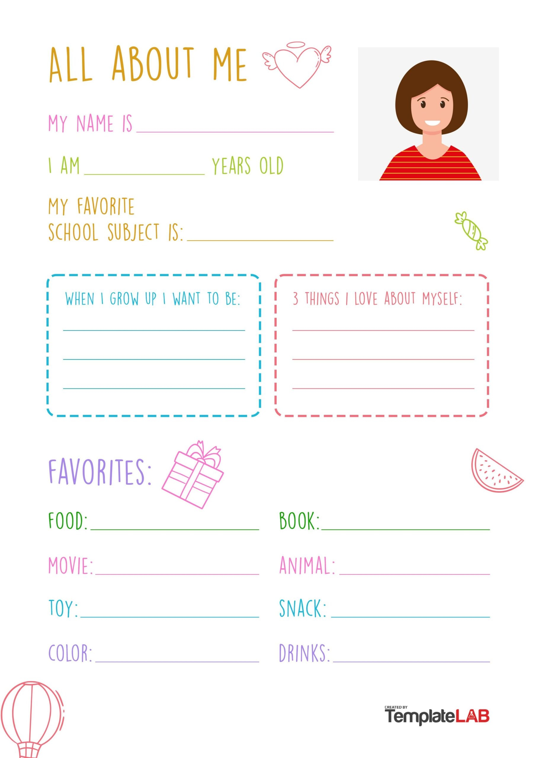 all about me worksheet printable free