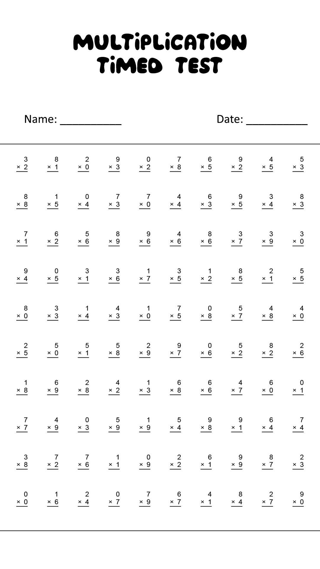 19 Timed Multiplication Worksheets Free PDF At Worksheeto