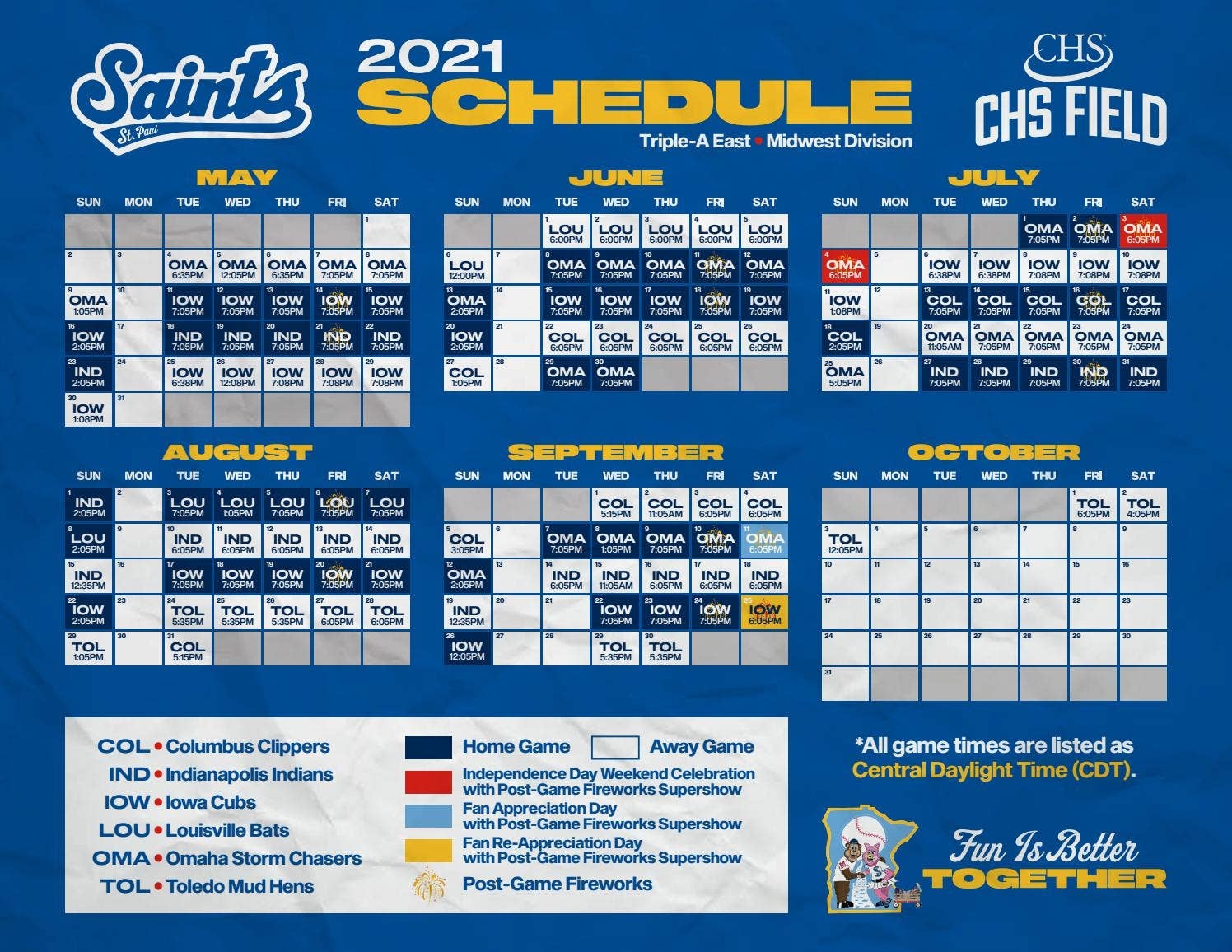 2021 St Paul Saints Printable Schedule By Stpaulsaints Issuu