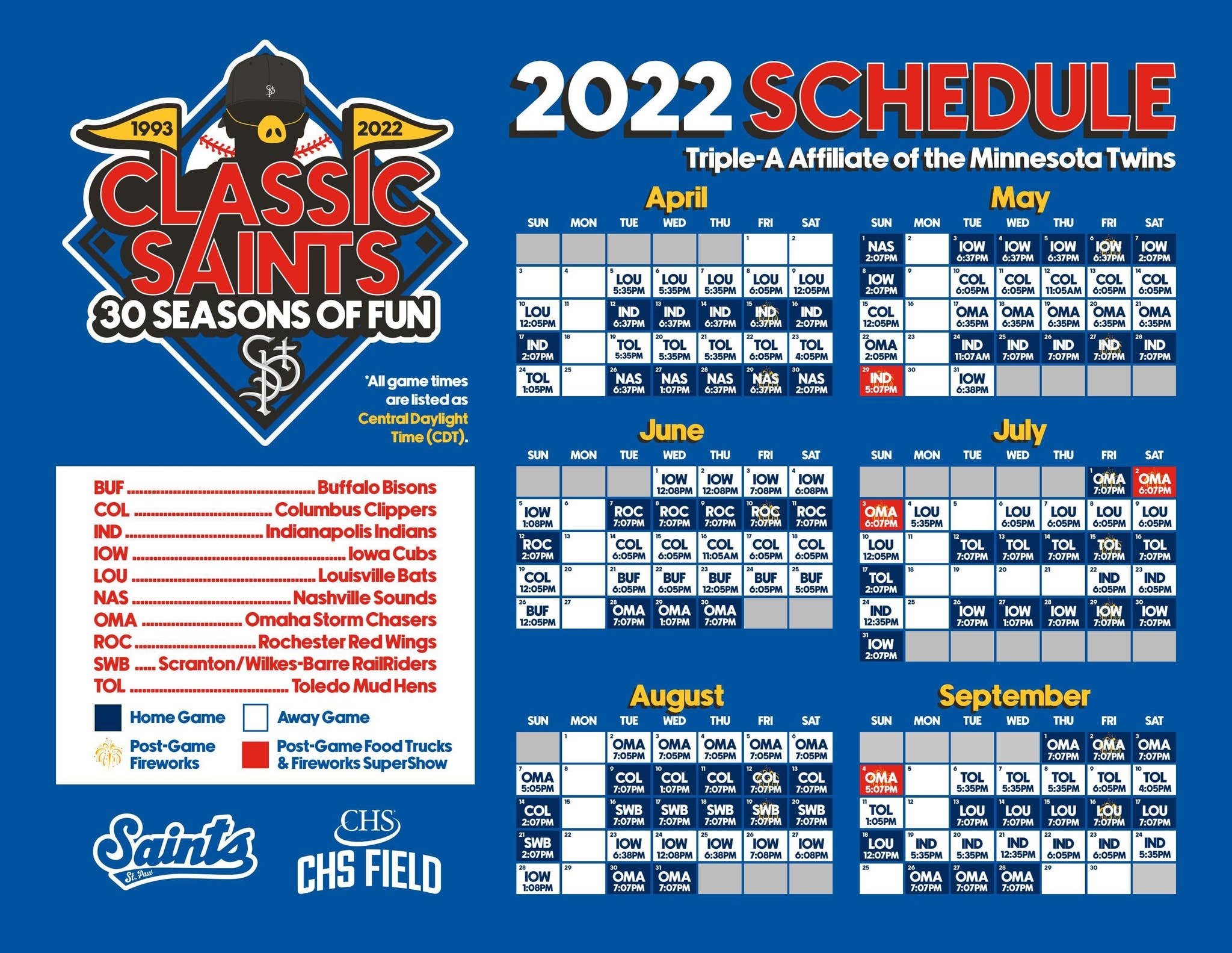 Saints Schedule Printable