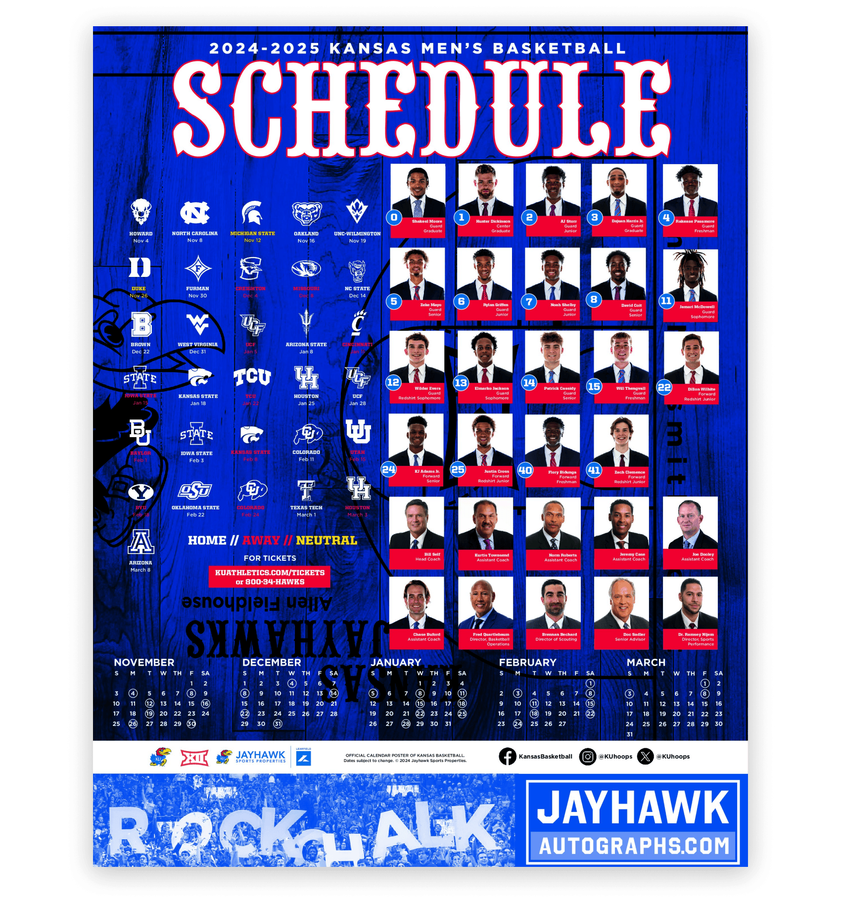 Printable Ku Men S Basketball Schedule