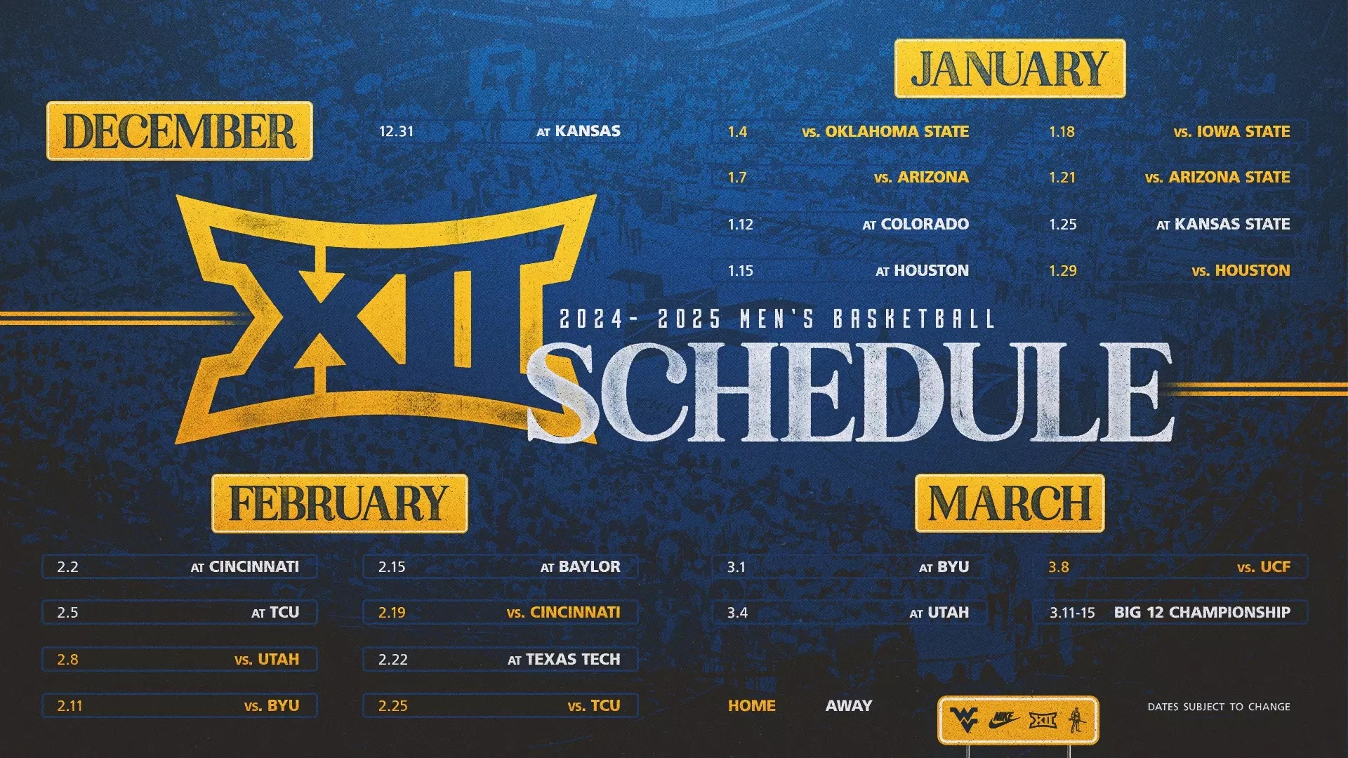 2024 25 WVU Men s Basketball Schedule West Virginia University Athletics