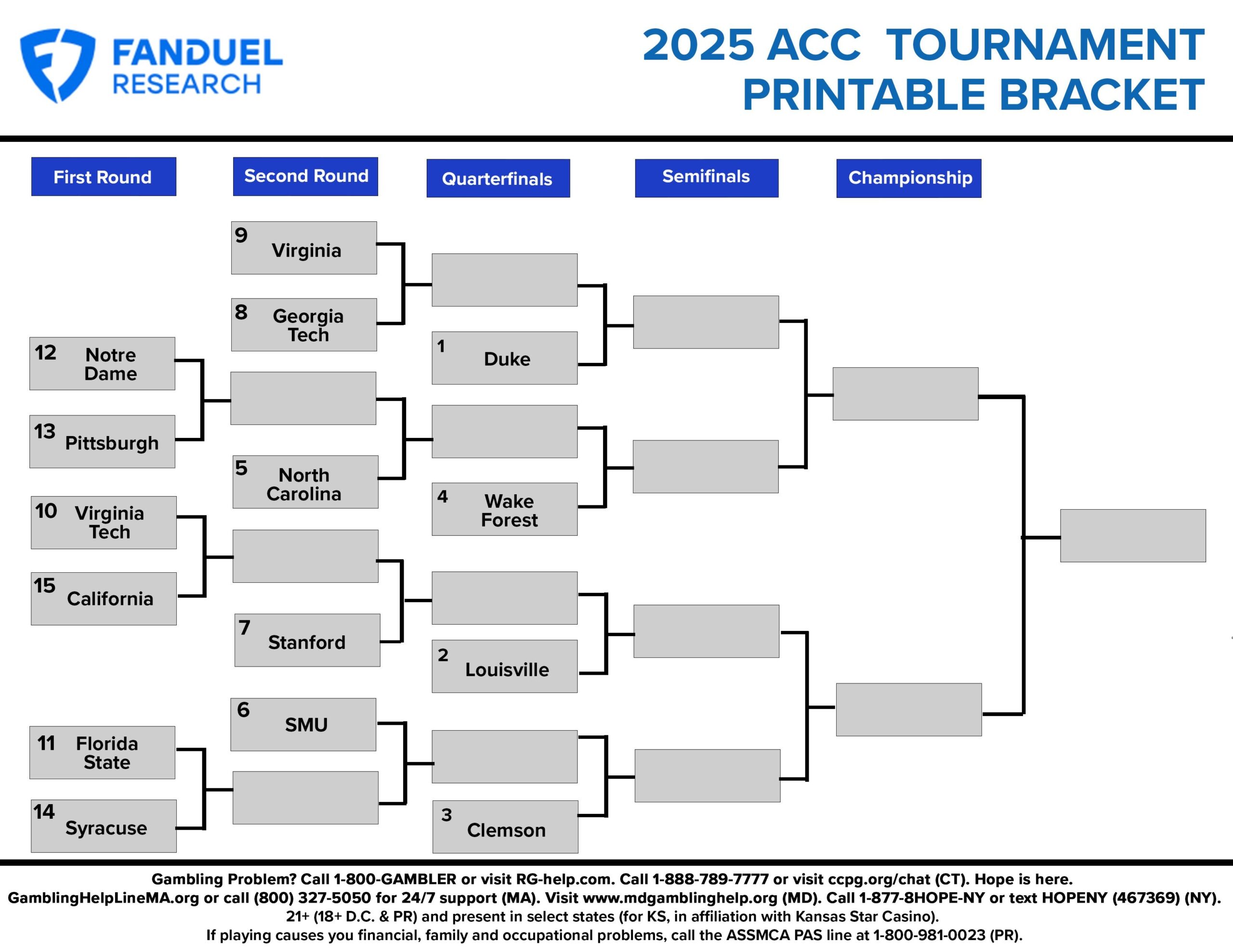 2025 ACC Basketball Printable Bracket For Tournament FanDuel Research 2025 ACC Basketball Printable Bracket For Tournament FanDuel Research
