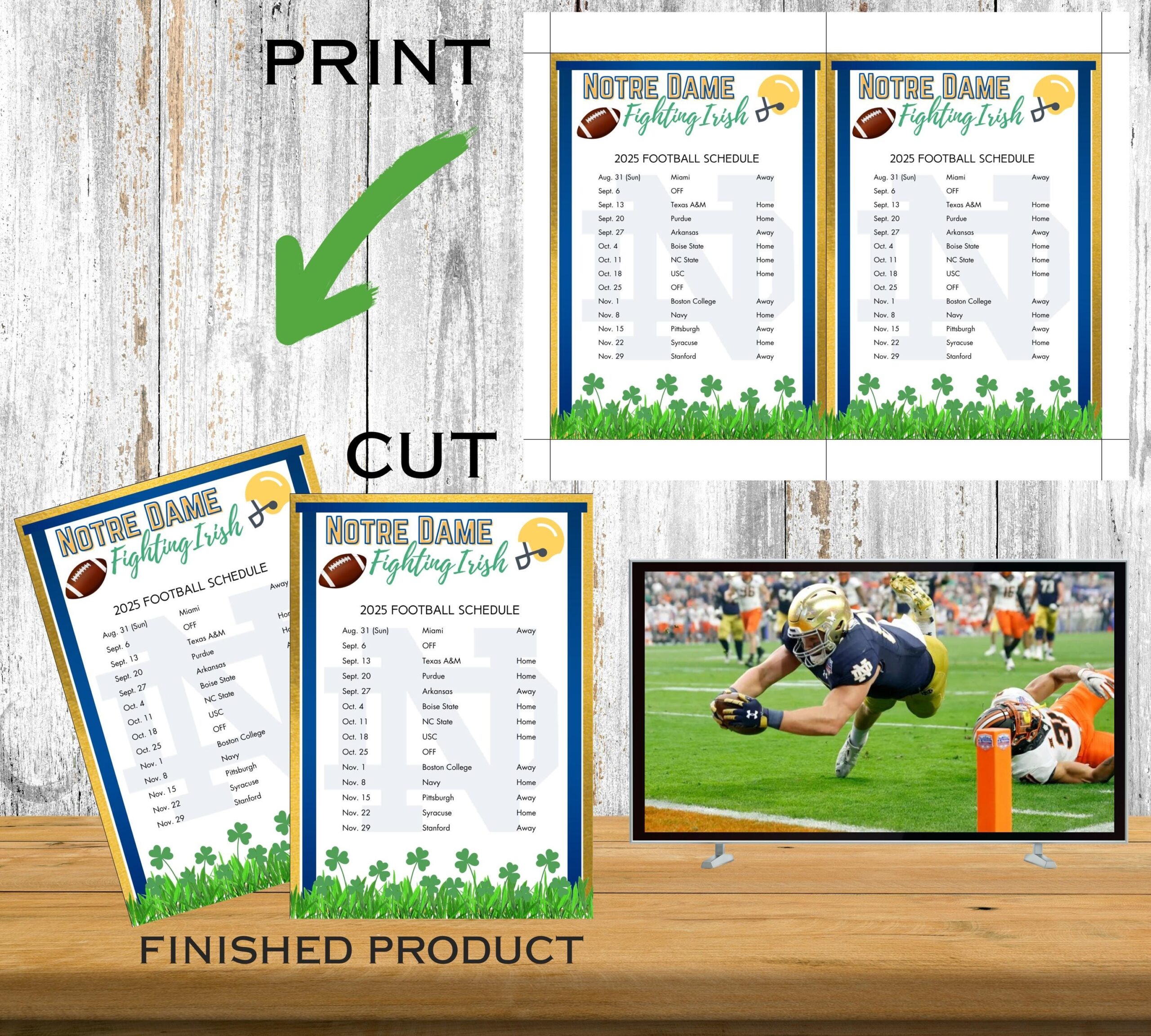 notre dame football printable schedule