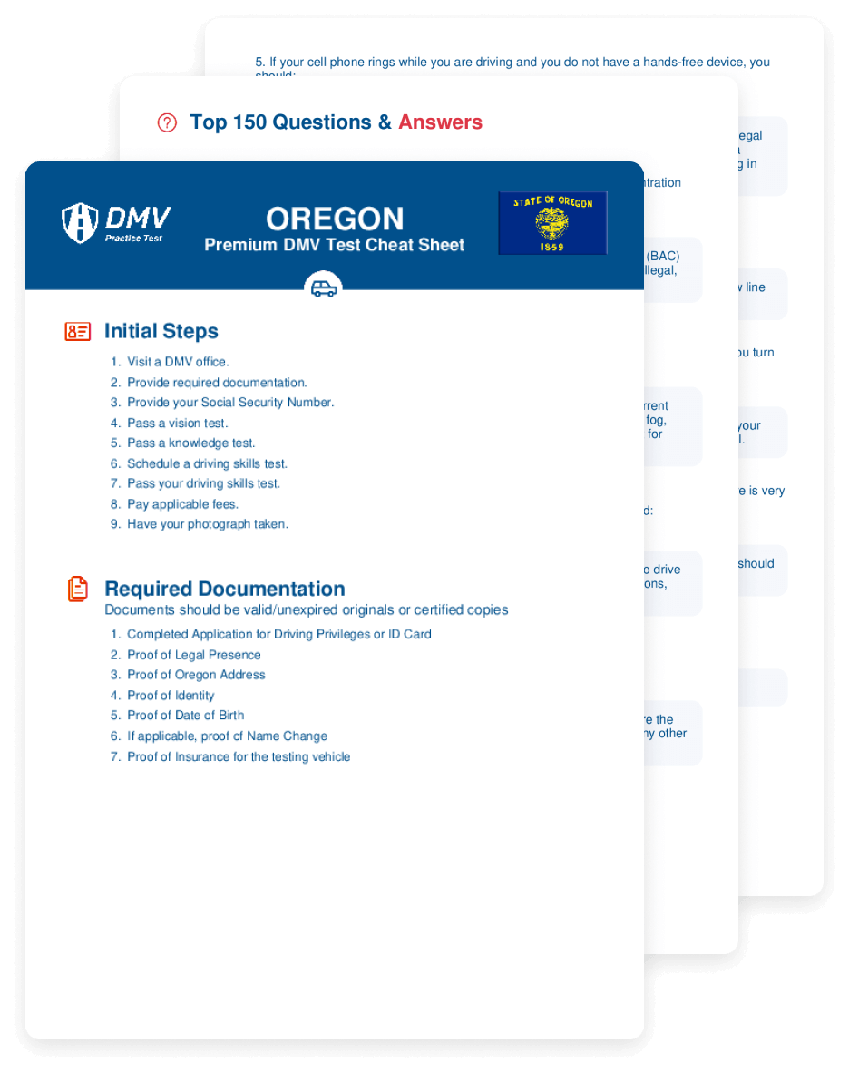 2025 Oregon DMV Test Cheat Sheet 99 Pass Rate 