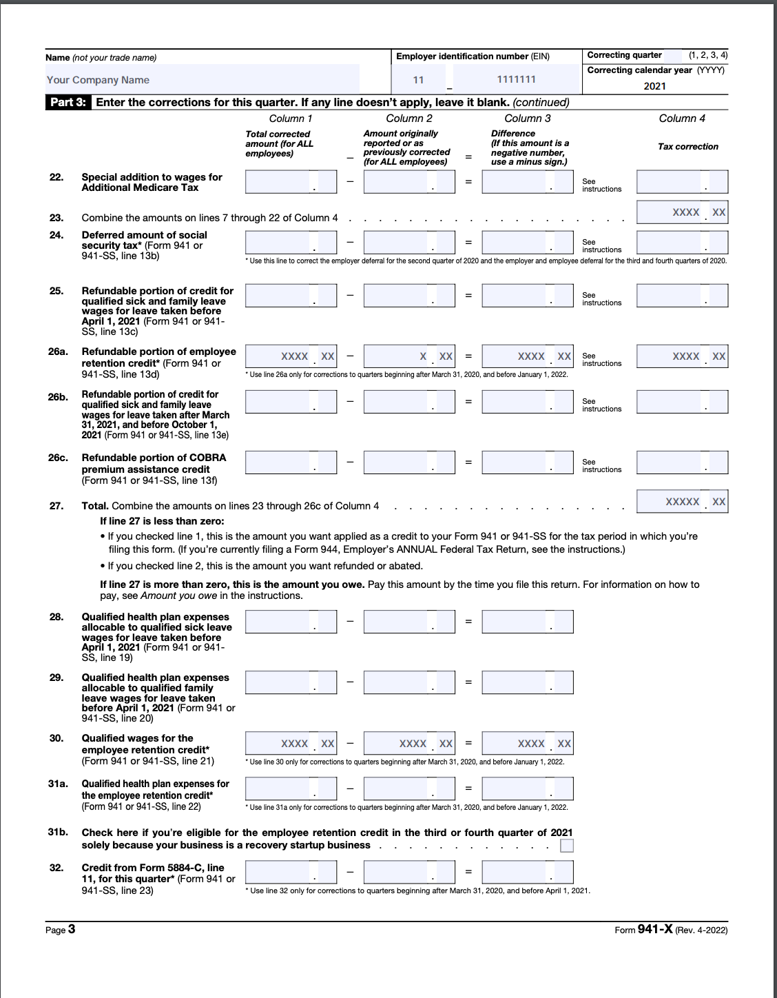 Printable 941 Form
