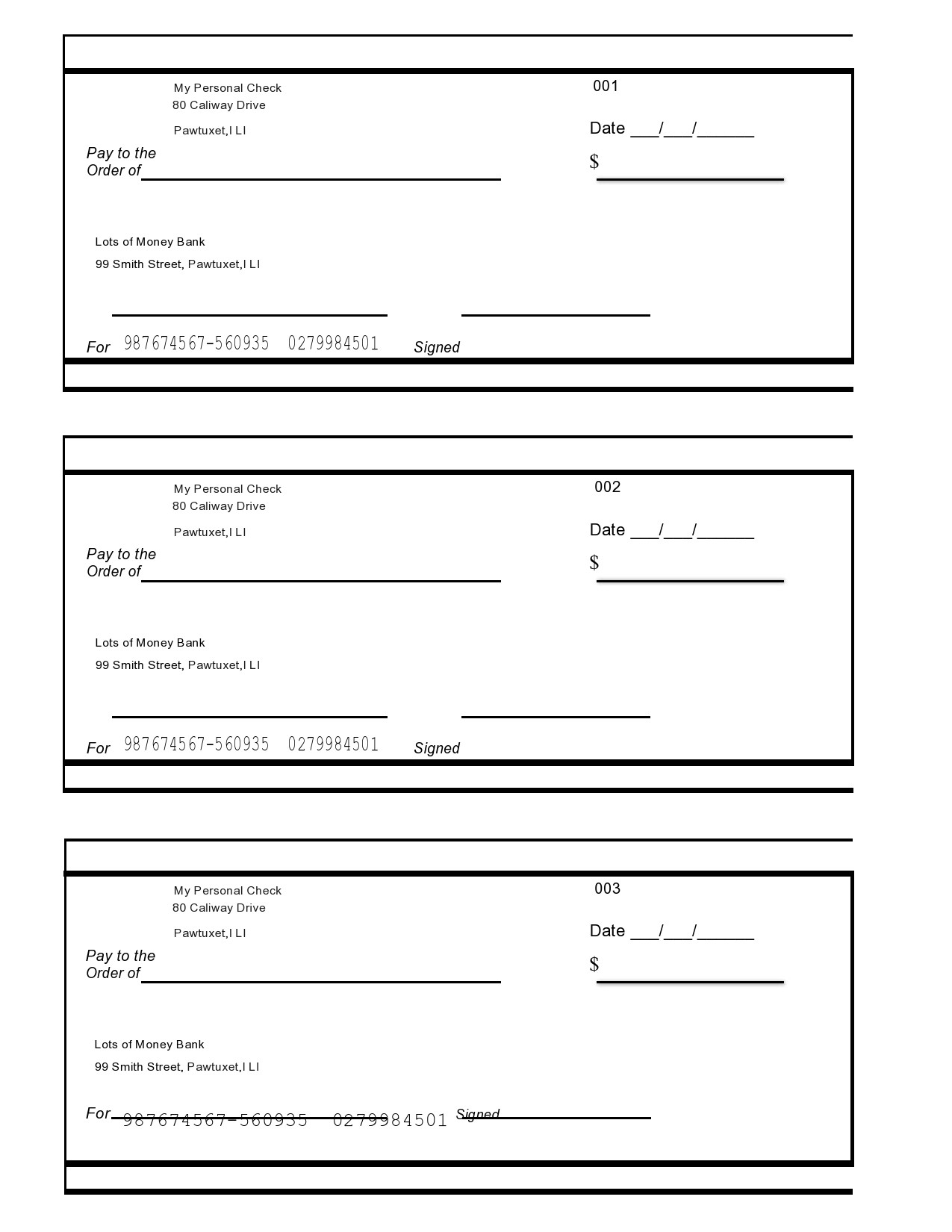 Printable Blank Cheque